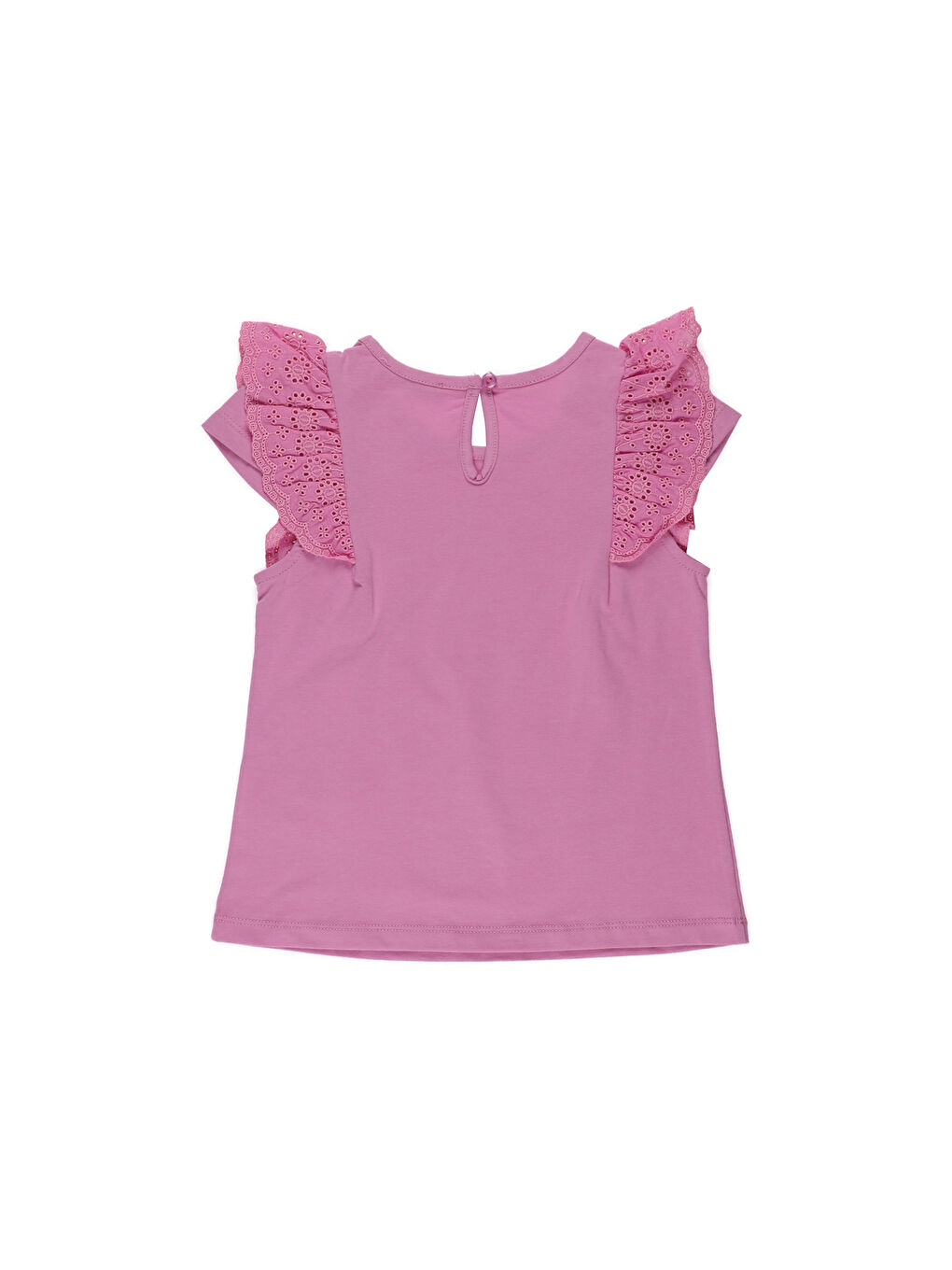 Panço Pembe Kız Çocuk  Fırfır Detaylı T-Shirt - 5