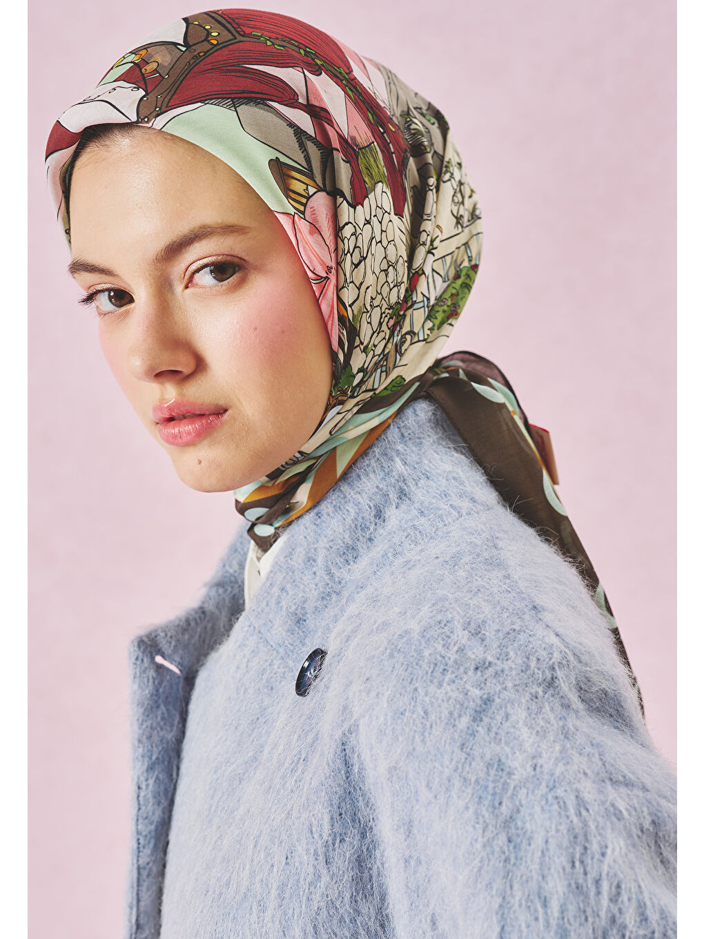 Karışık Secret Forest Starlıght Harmony Desen Floş Viskon Eşarp-5