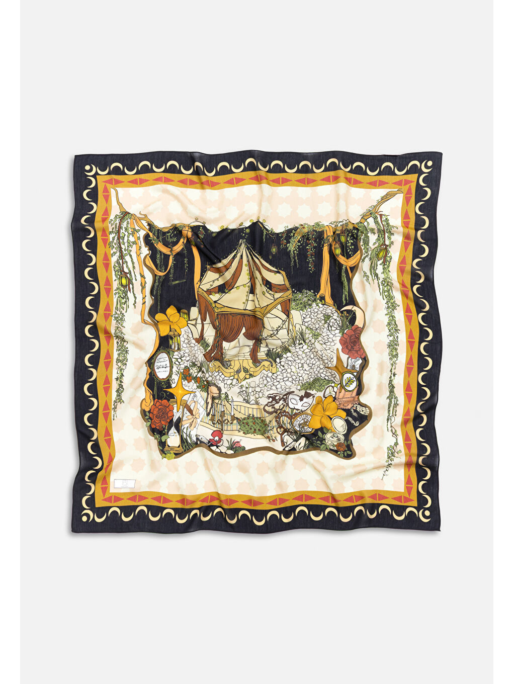 Ekru Eclıpse Starlıght Harmony Desen Floş Viskon Eşarp-5