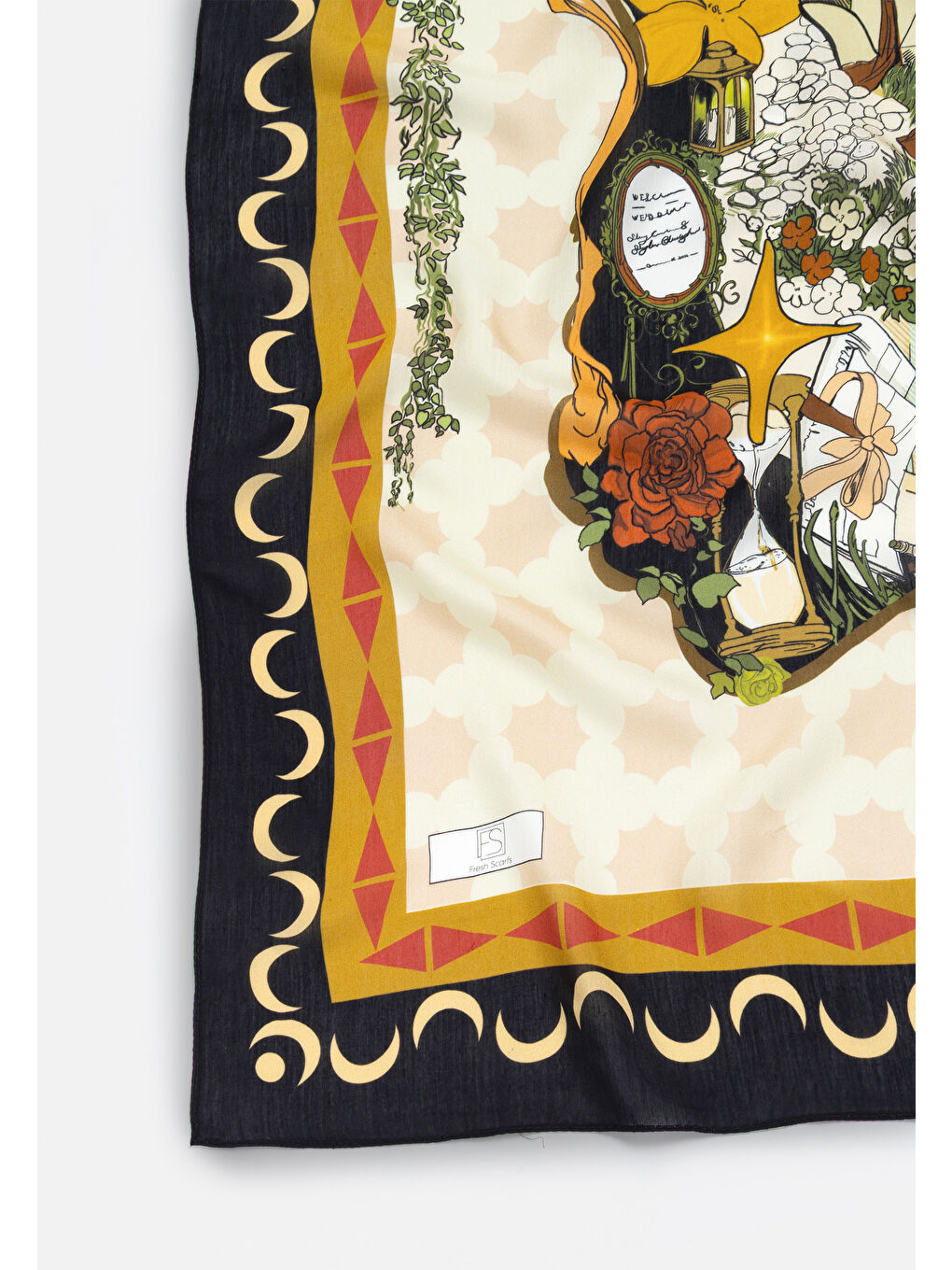 Ekru Eclıpse Starlıght Harmony Desen Floş Viskon Eşarp-6