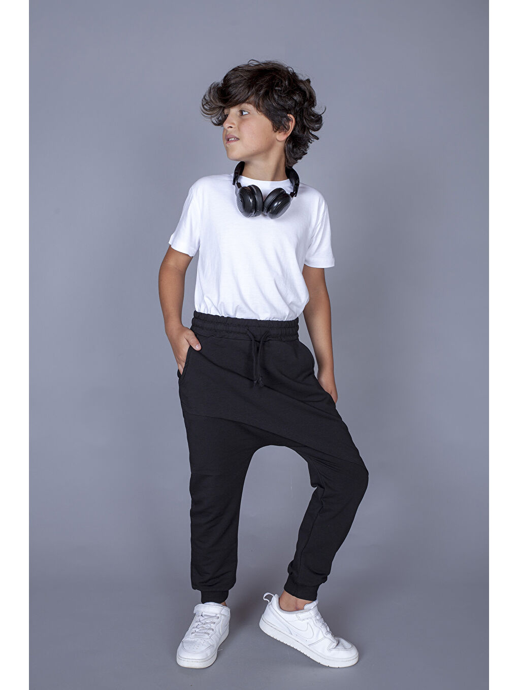 Siyah Erkek Çocuk Şalvar Tipi Eşofman Alt-2