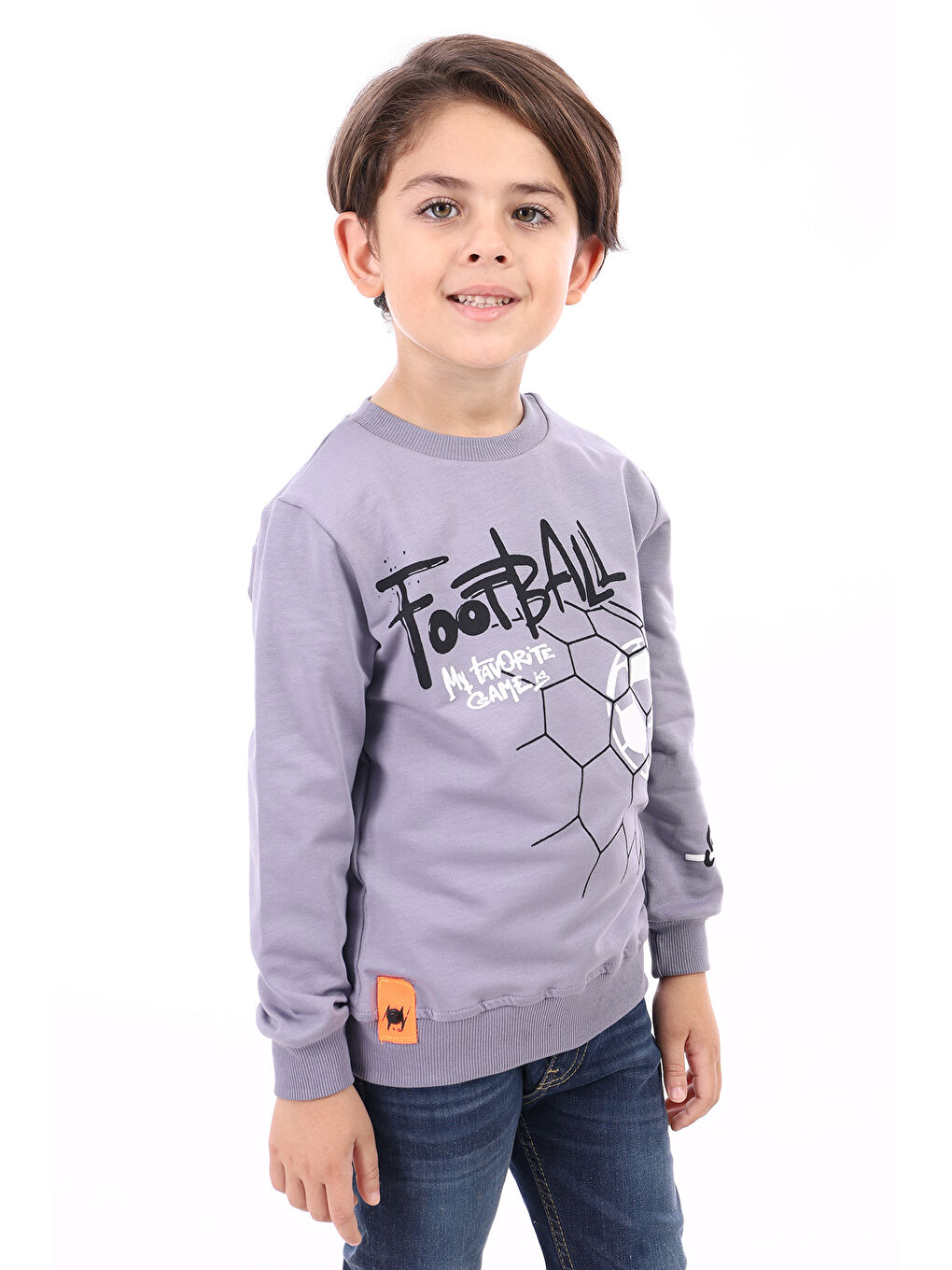 Gri Erkek Çocuk Baskılı Sweatshirt-2