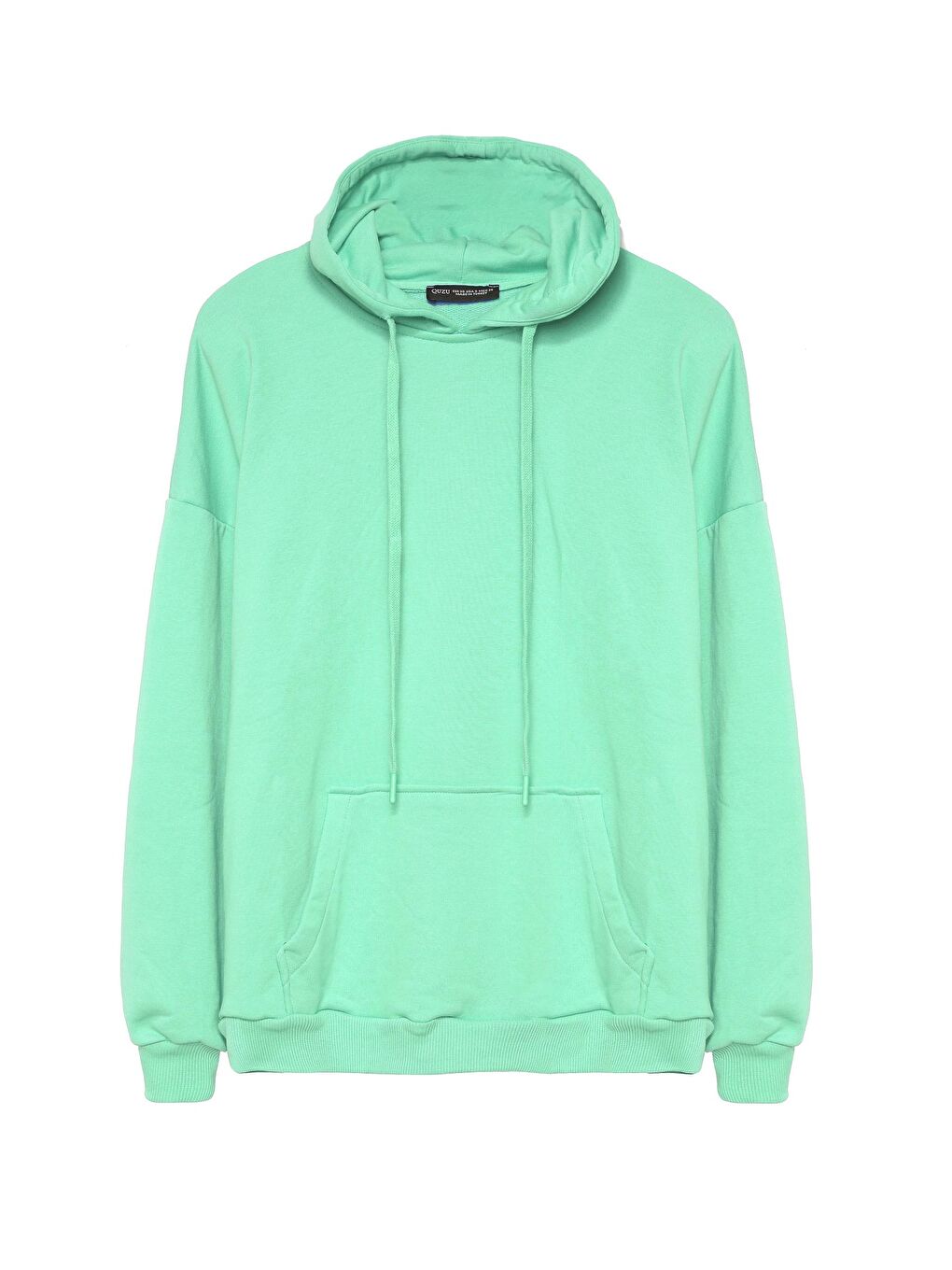 QUZU Su Yeşili Oversize Kapüşonlu Sweatshirt Apple Mint