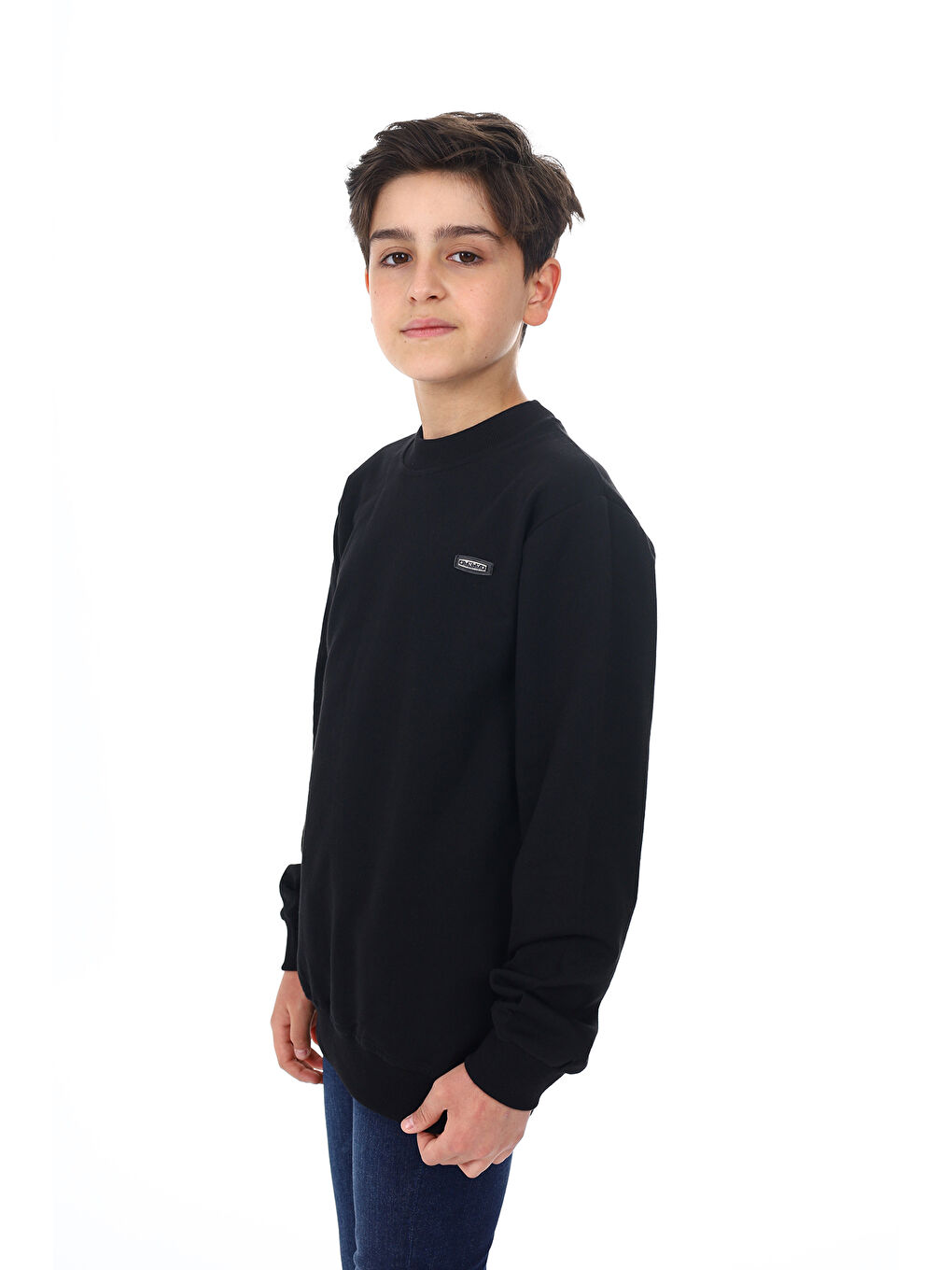 Siyah Erkek Çocuk Armalı Sweatshırt-1