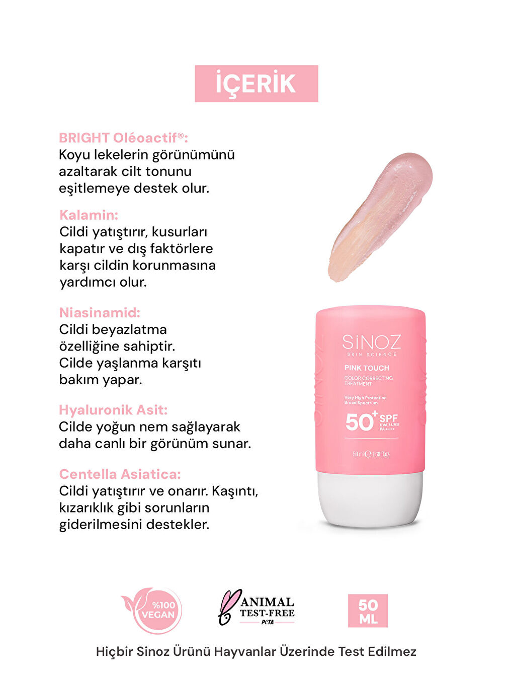 Pink Touch Anında Ton Eşitleyici Onarıcı Nemlendirici Pembe Yüz Güneş Kremi Spf50-3