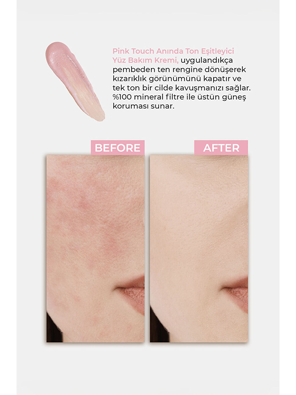 Pink Touch Anında Ton Eşitleyici Onarıcı Nemlendirici Pembe Yüz Güneş Kremi Spf50-6