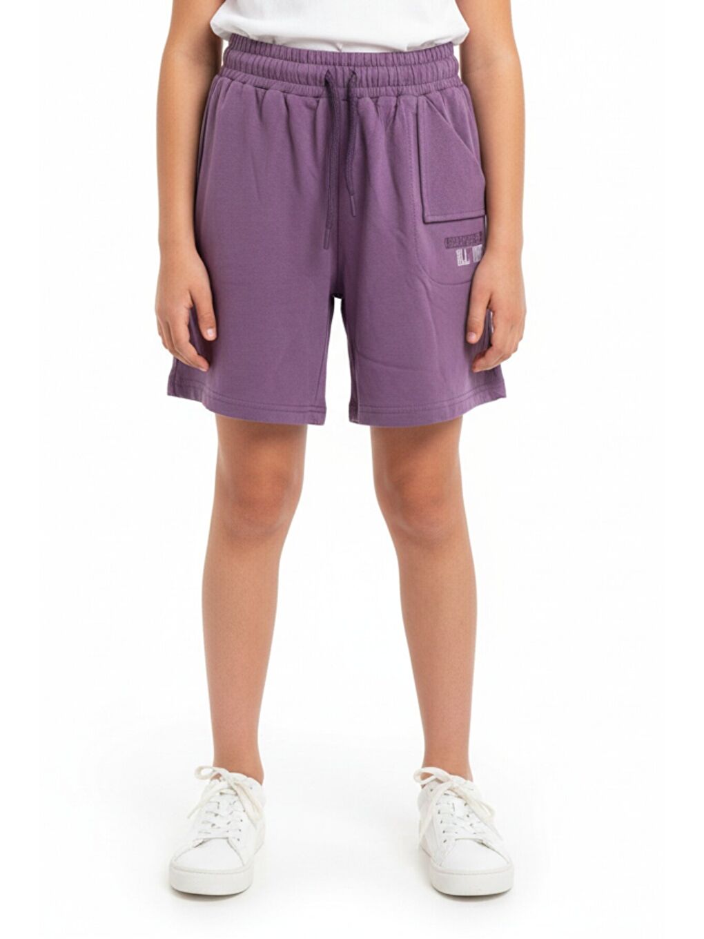 Mor Kız Çocuk Baskılı Şort