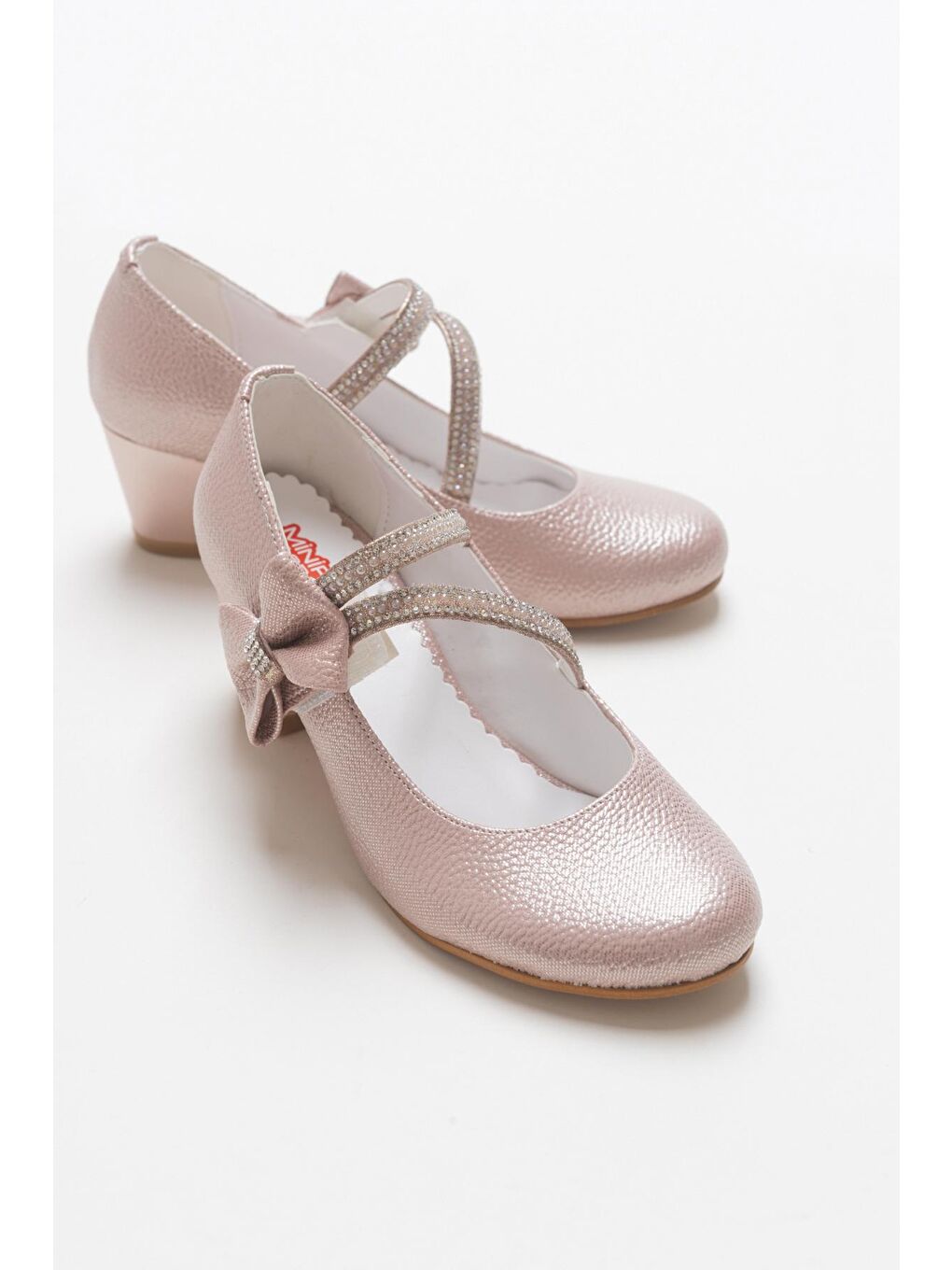 Pembe Kız Çocuk Pudra Topuklu Abiye Ayakkabı