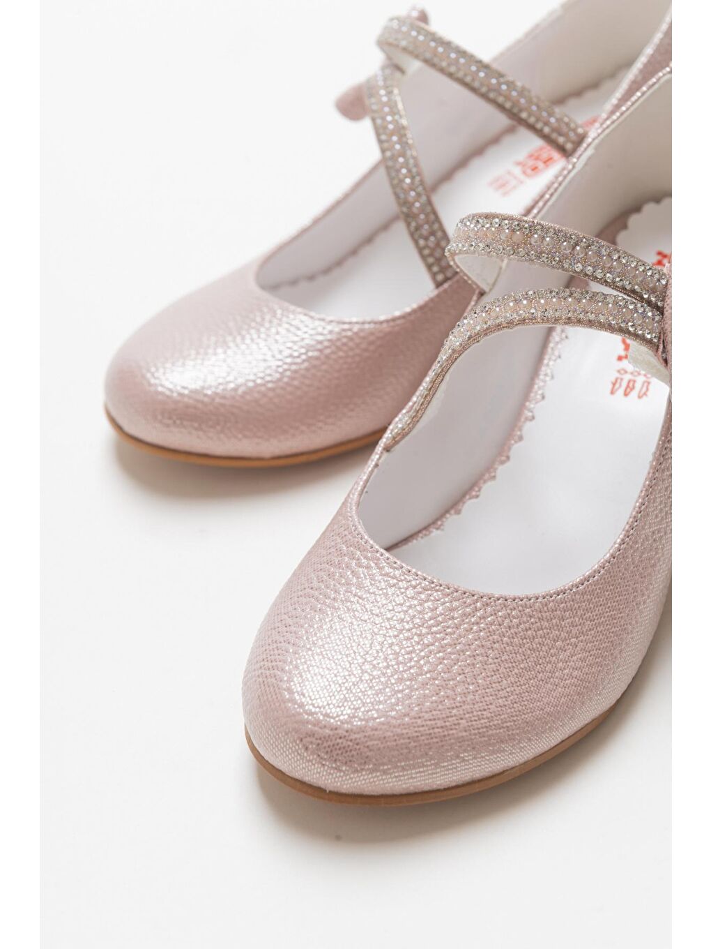 Pembe Kız Çocuk Pudra Topuklu Abiye Ayakkabı-1