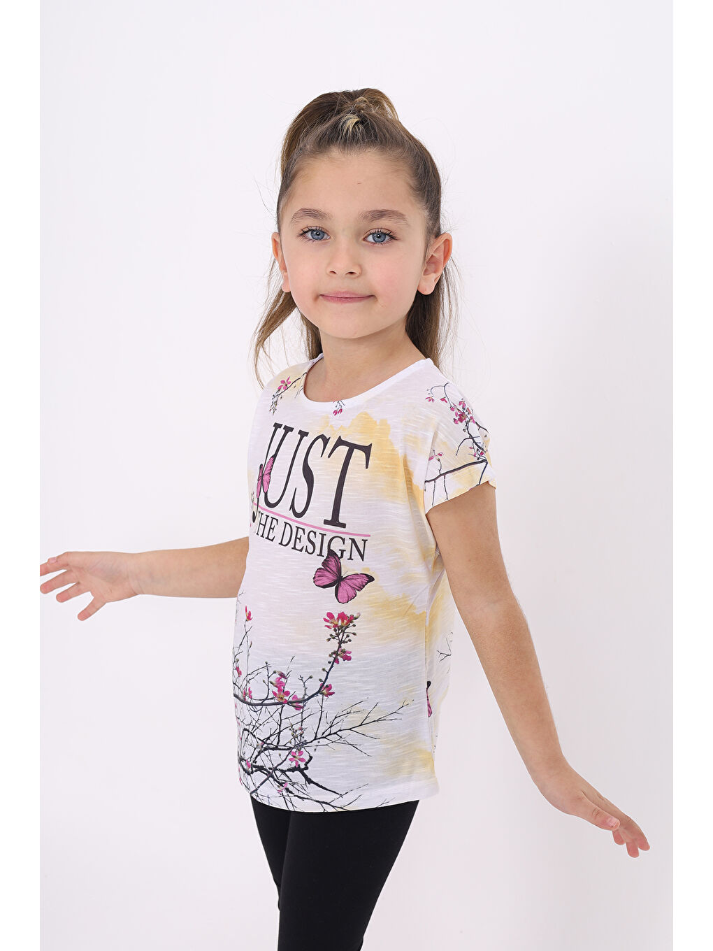 Sarı Kız Çocuk Dijital Baskılı Tişört-1