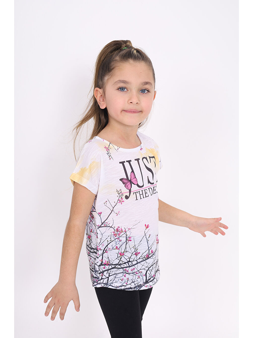 Sarı Kız Çocuk Dijital Baskılı Tişört-2