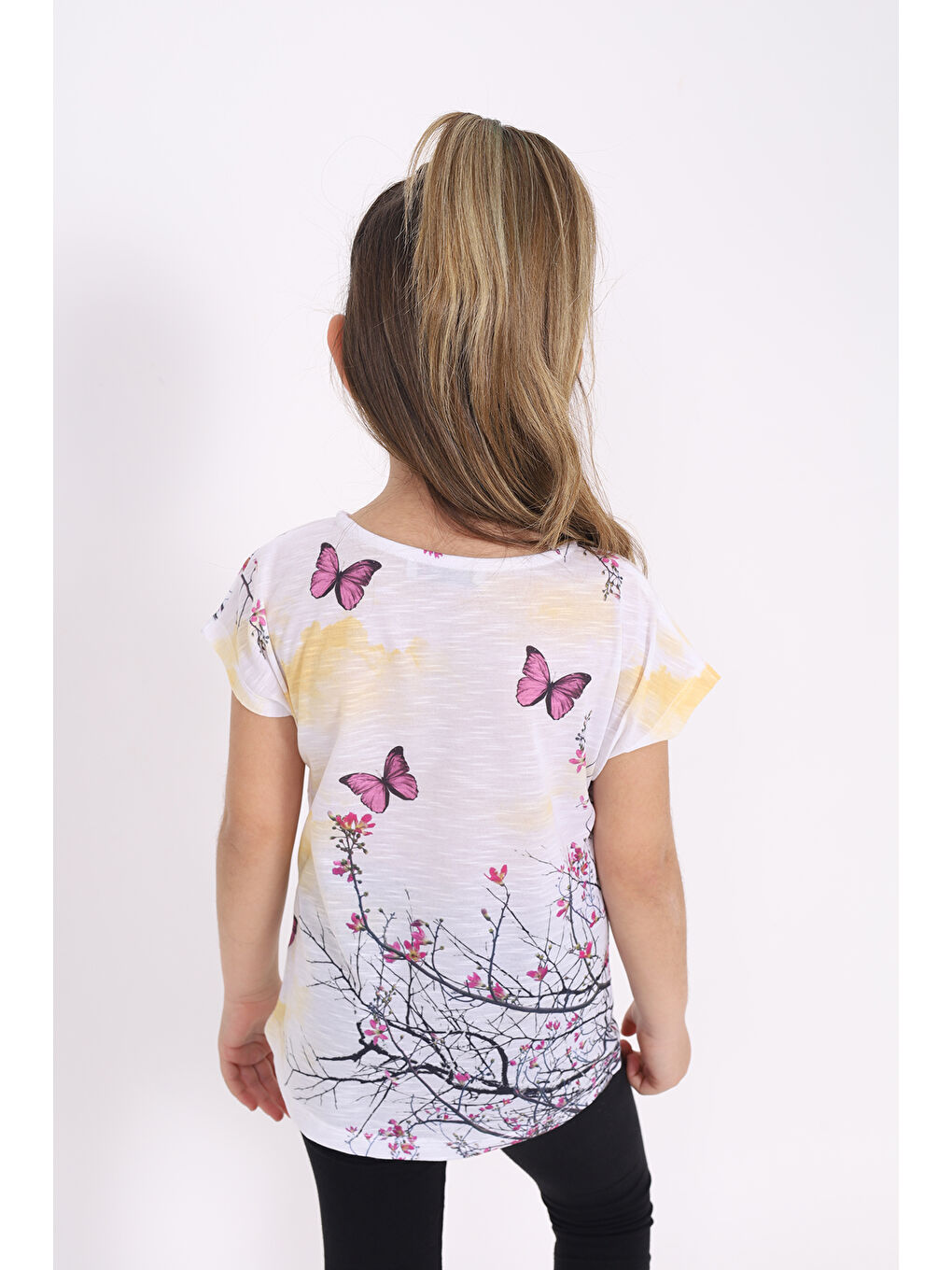 Sarı Kız Çocuk Dijital Baskılı Tişört-3