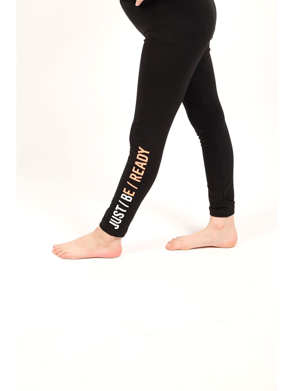 Turuncu Kız Çocuk Neon Detaylı Tayt-1