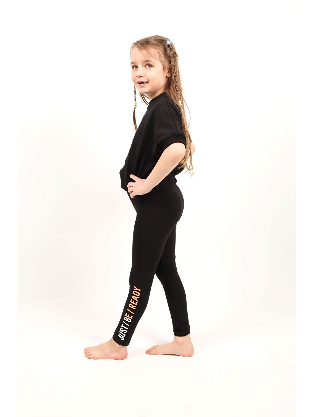 Turuncu Kız Çocuk Neon Detaylı Tayt-2