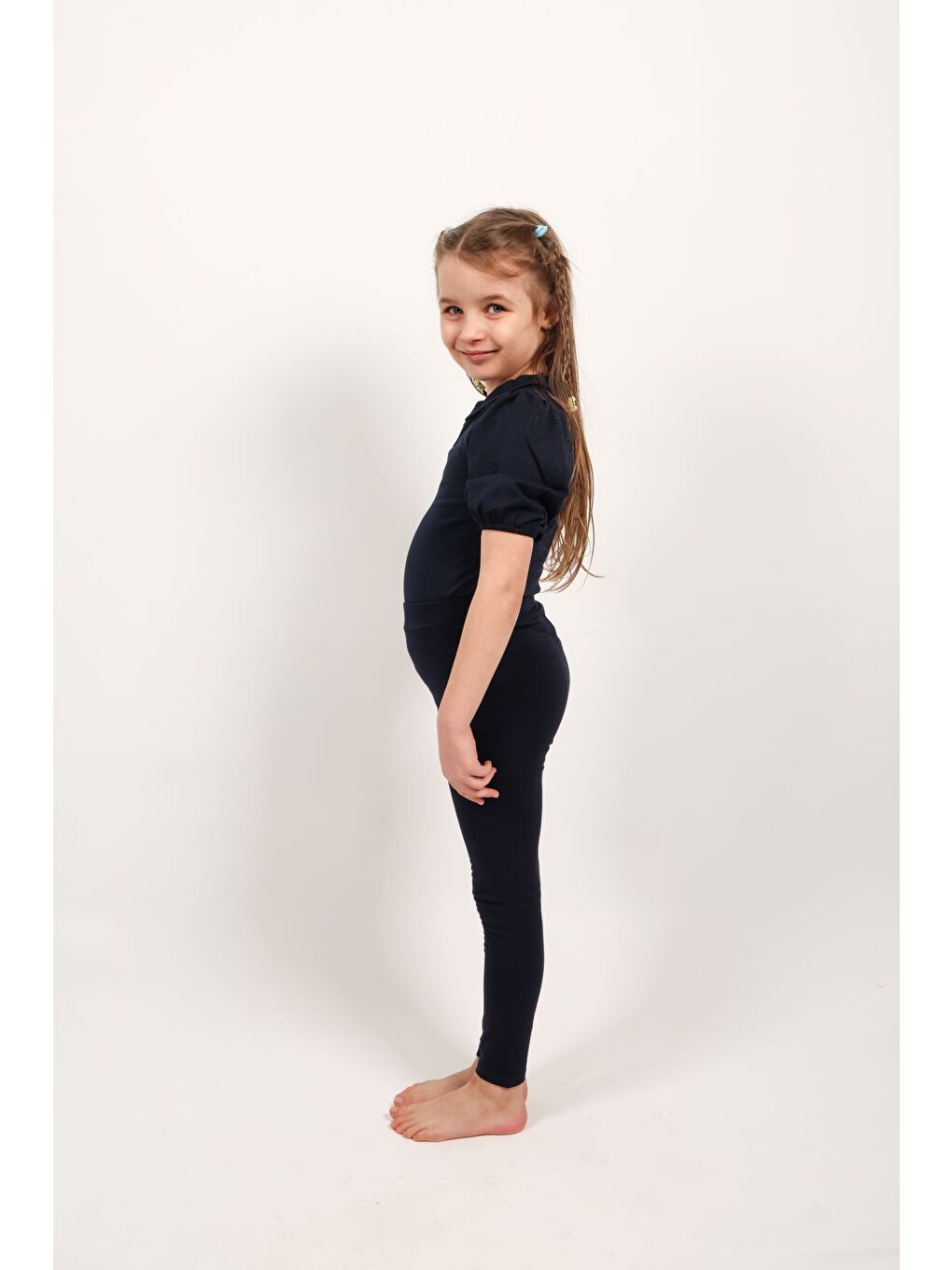 Lacivert Kız Çocuk Baskılı Tayt-1