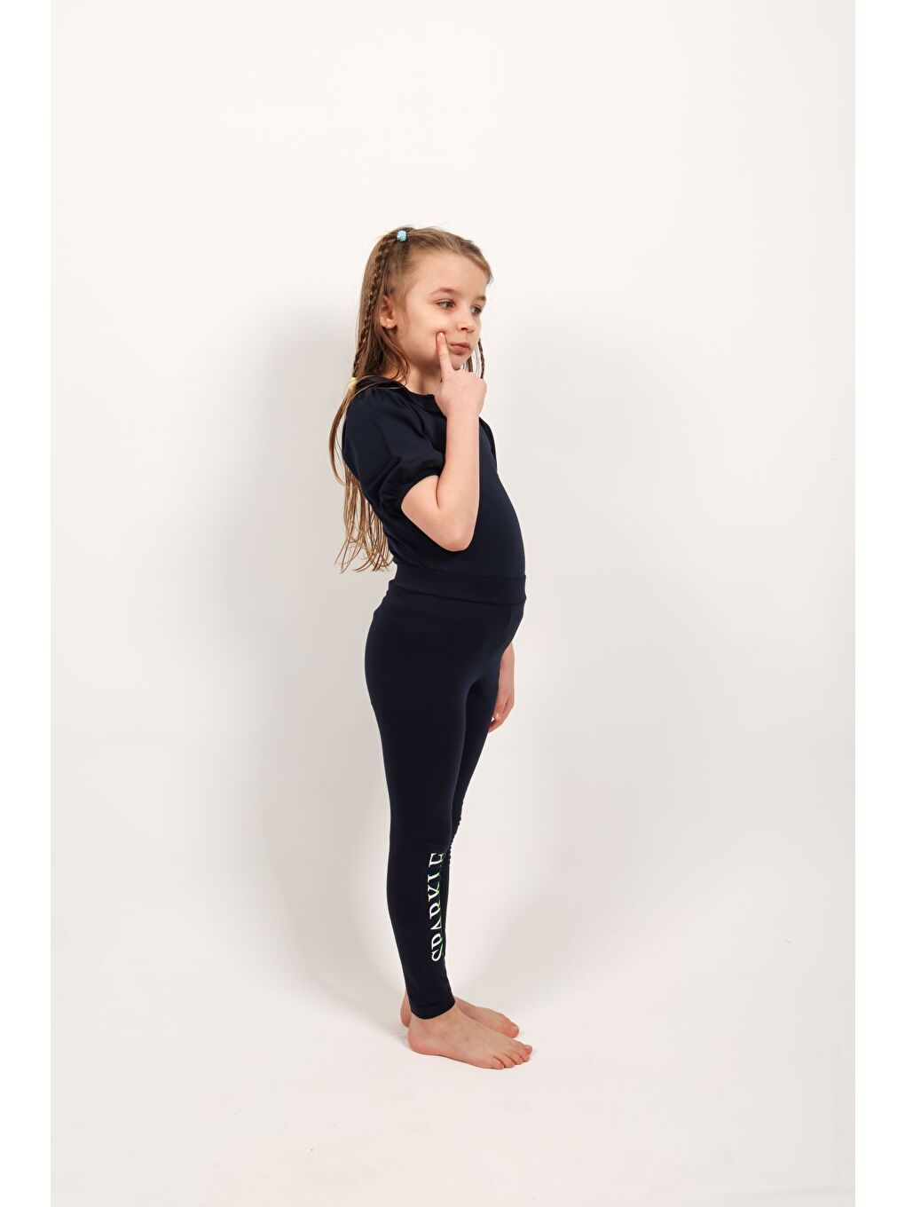 Lacivert Kız Çocuk Baskılı Tayt-2