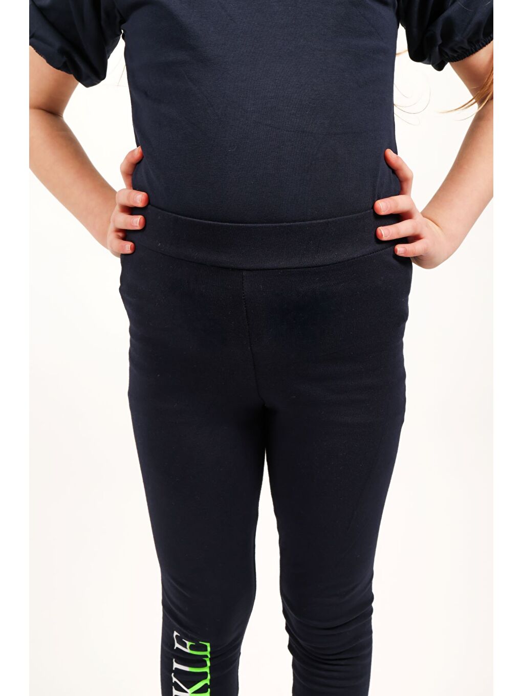 Lacivert Kız Çocuk Baskılı Tayt-3