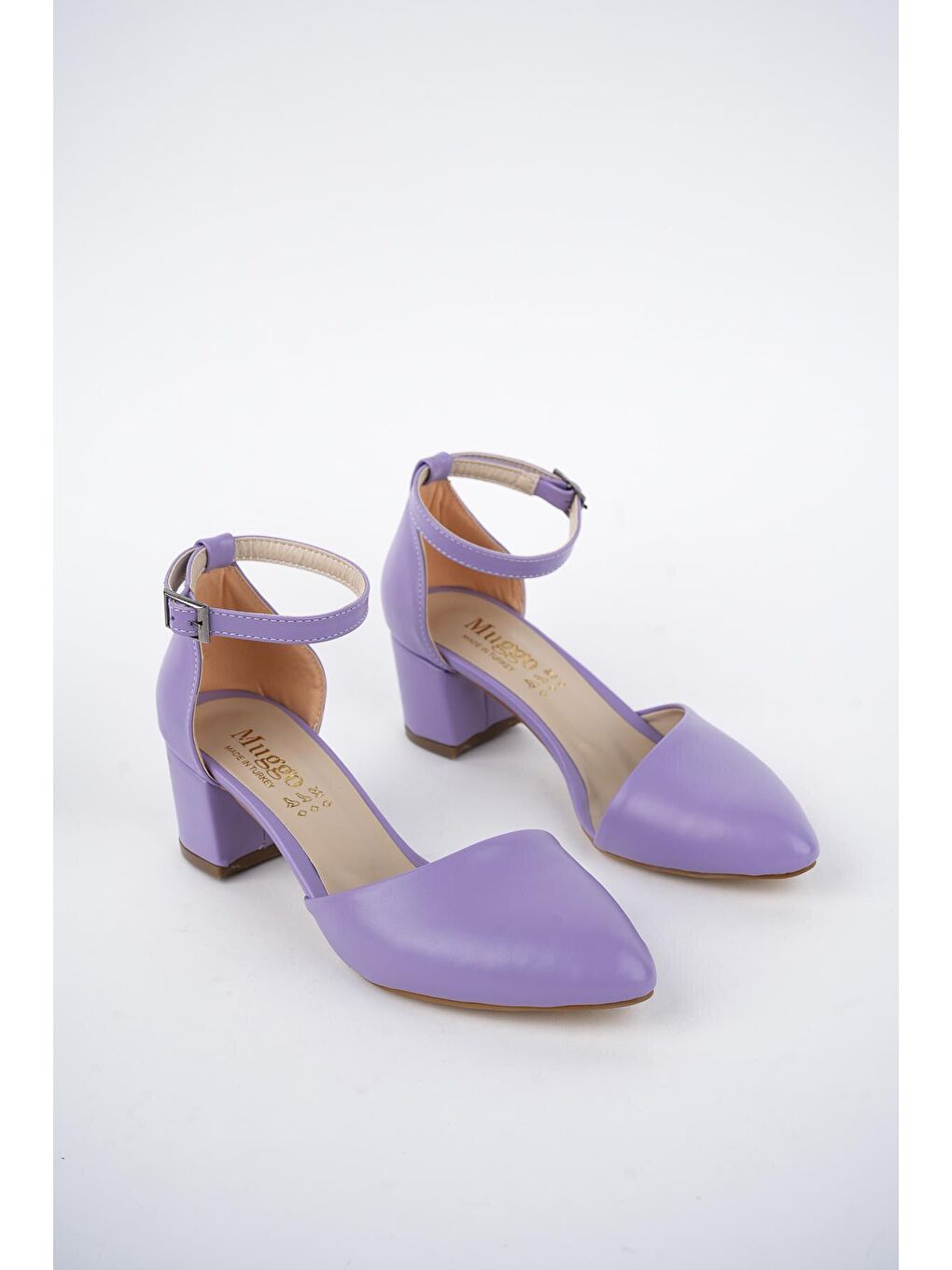 Mor Muggo W709  Kadın Tek Bant Klasik Günlük Tarz Şık ve Rahat Topuklu Ayakkabı-1