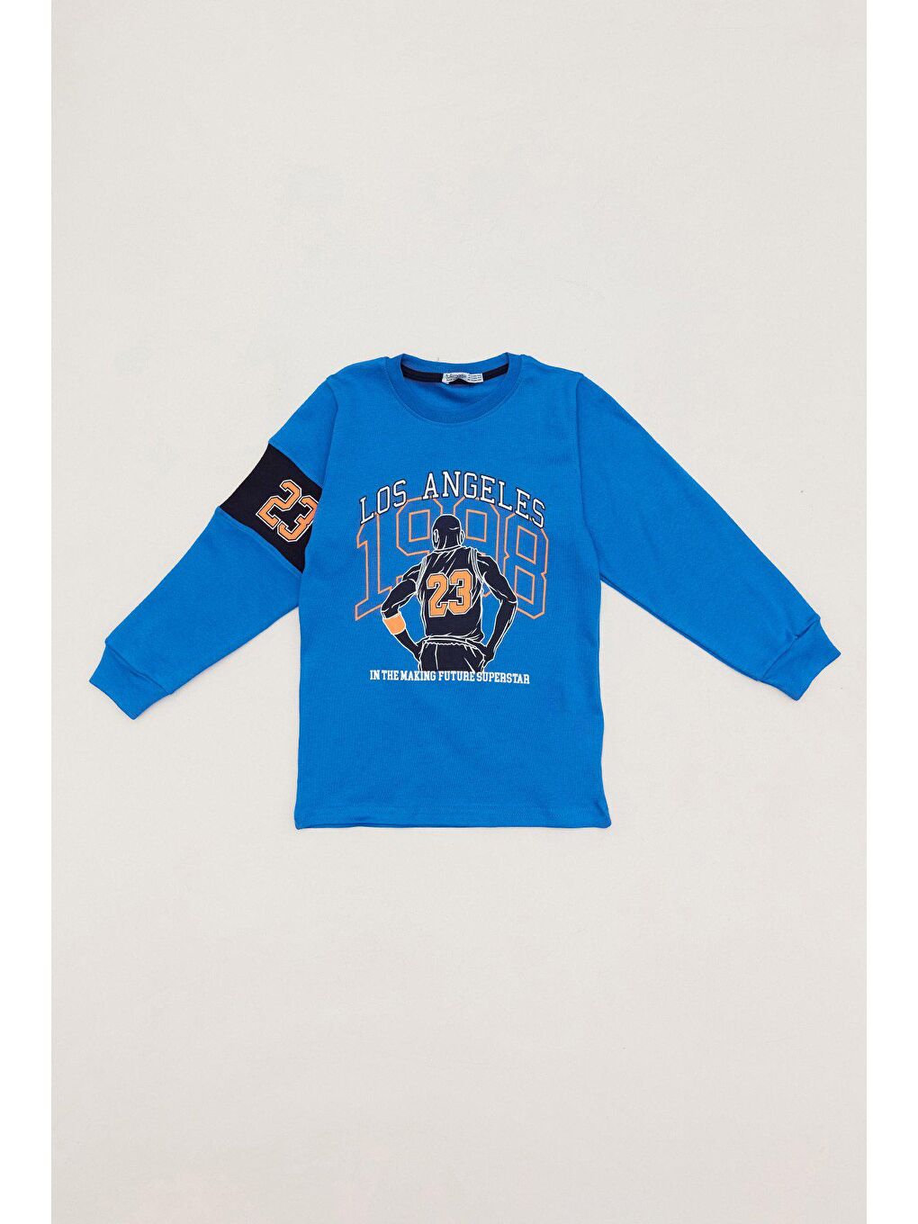 Mavi Baskılı Bisiklet Yaka Jogger Erkek Çocuk Pijama Takımı-3