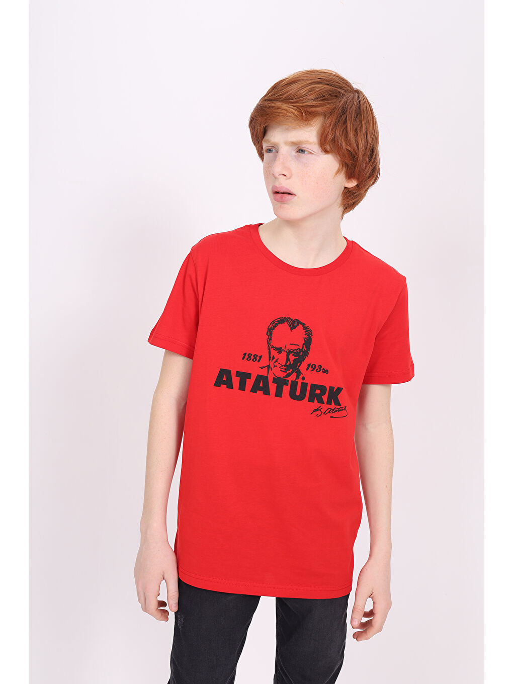 Kırmızı Unisex Çocuk Baskılı Tişört-8