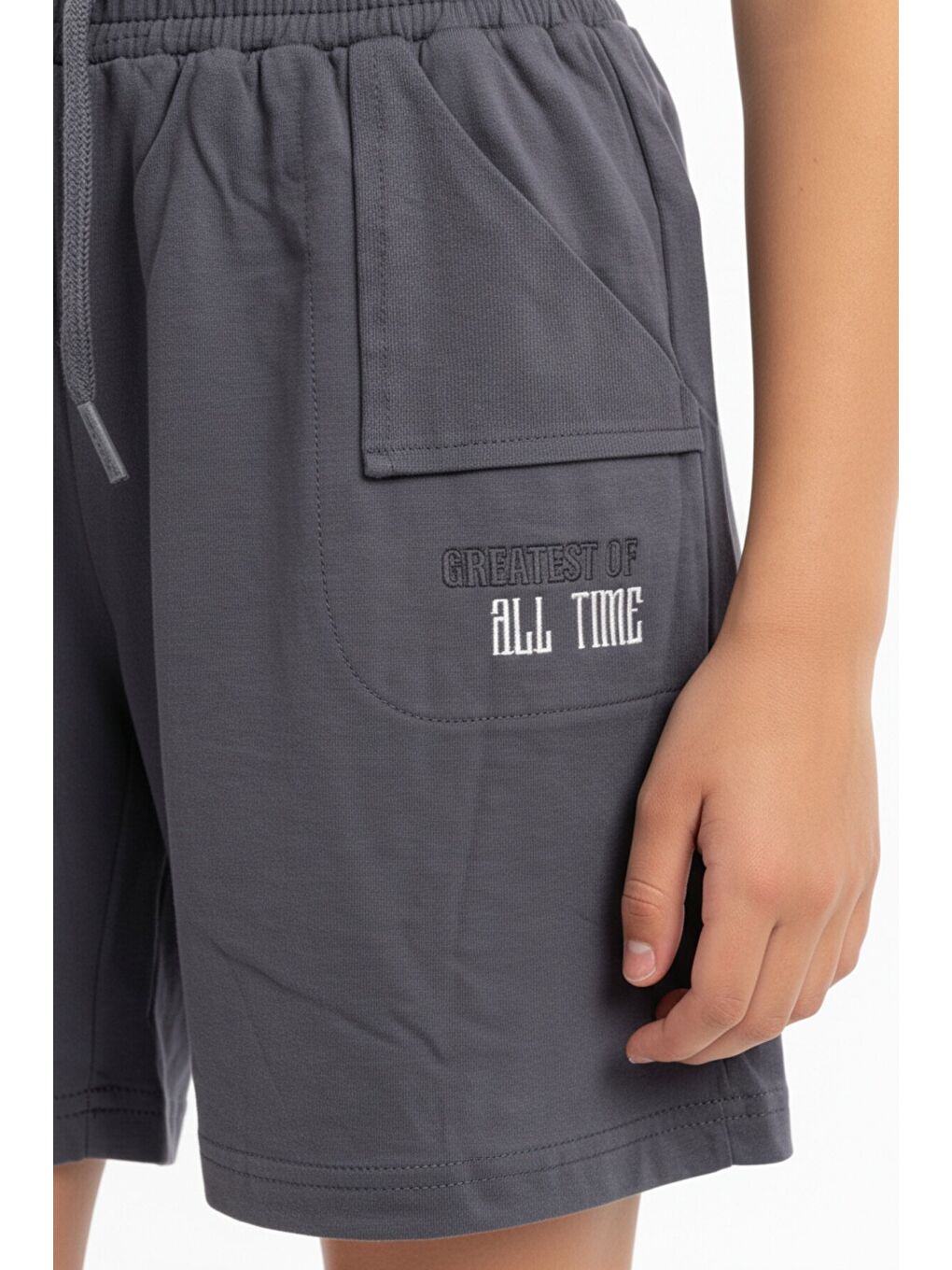 Antrasit Kız Çocuk Baskılı Şort-4