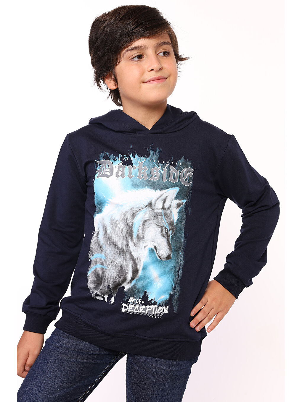 Siyah Erkek Çocuk Baskılı Sweatshirt-1