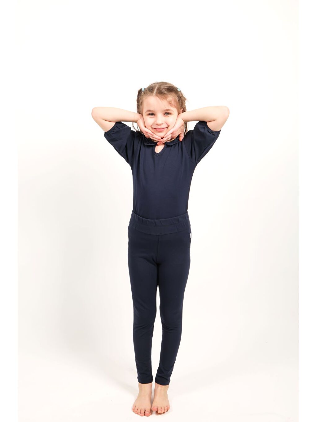 Lacivert Kız Çocuk Baskılı Tayt