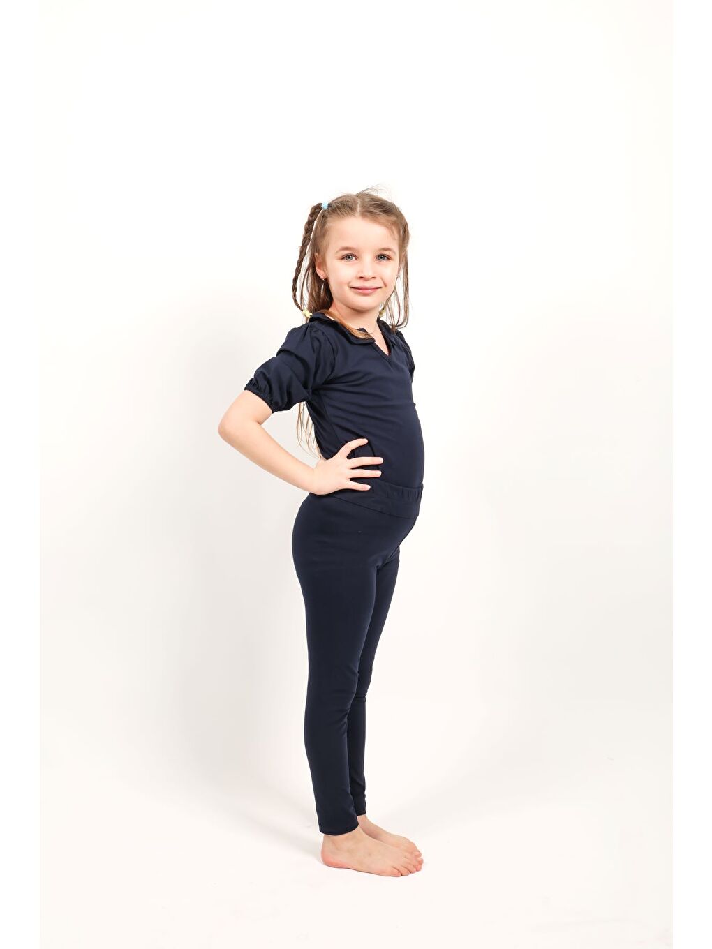 Lacivert Kız Çocuk Baskılı Tayt-1