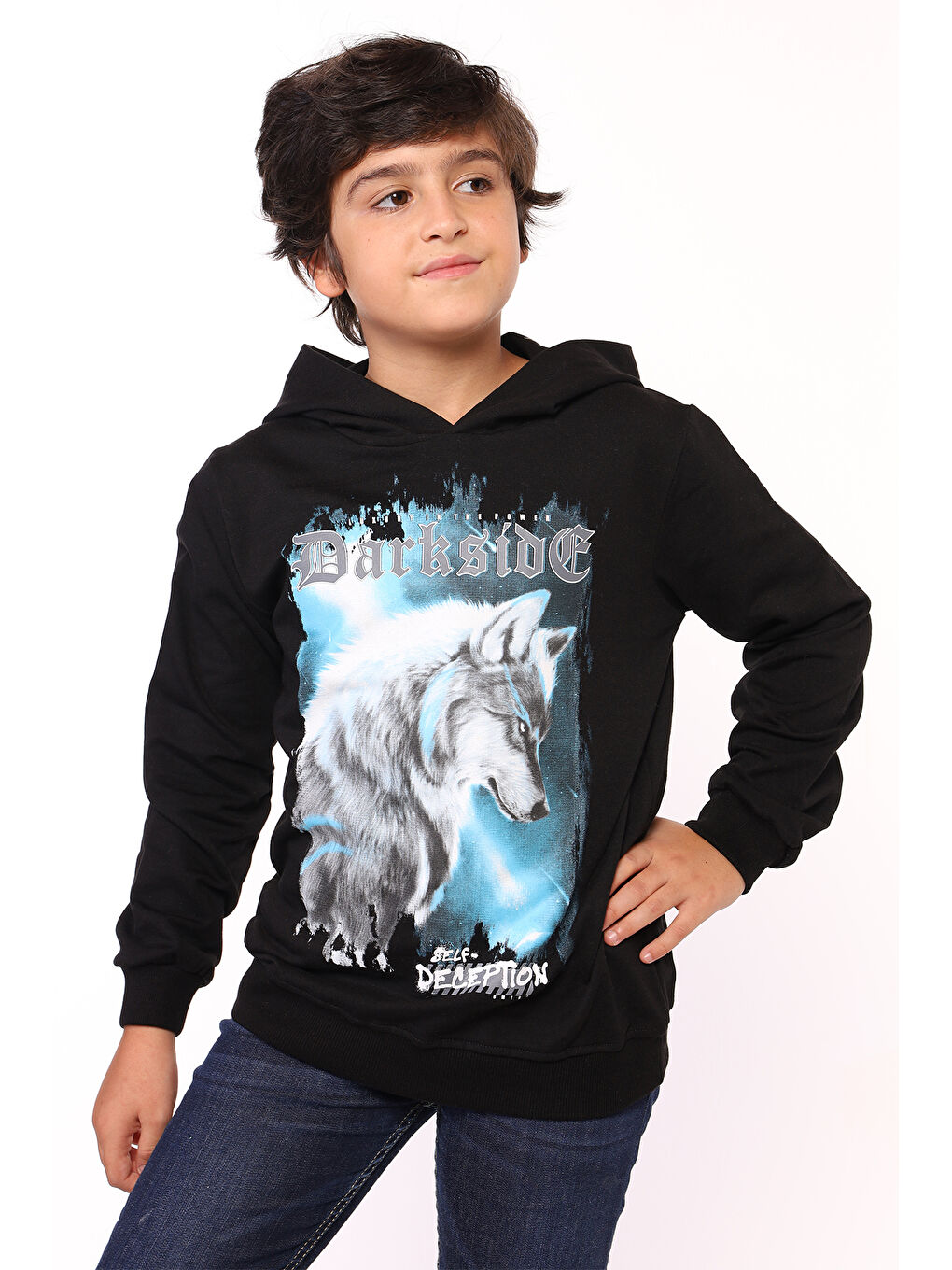 Siyah Erkek Çocuk Baskılı Sweatshirt-2
