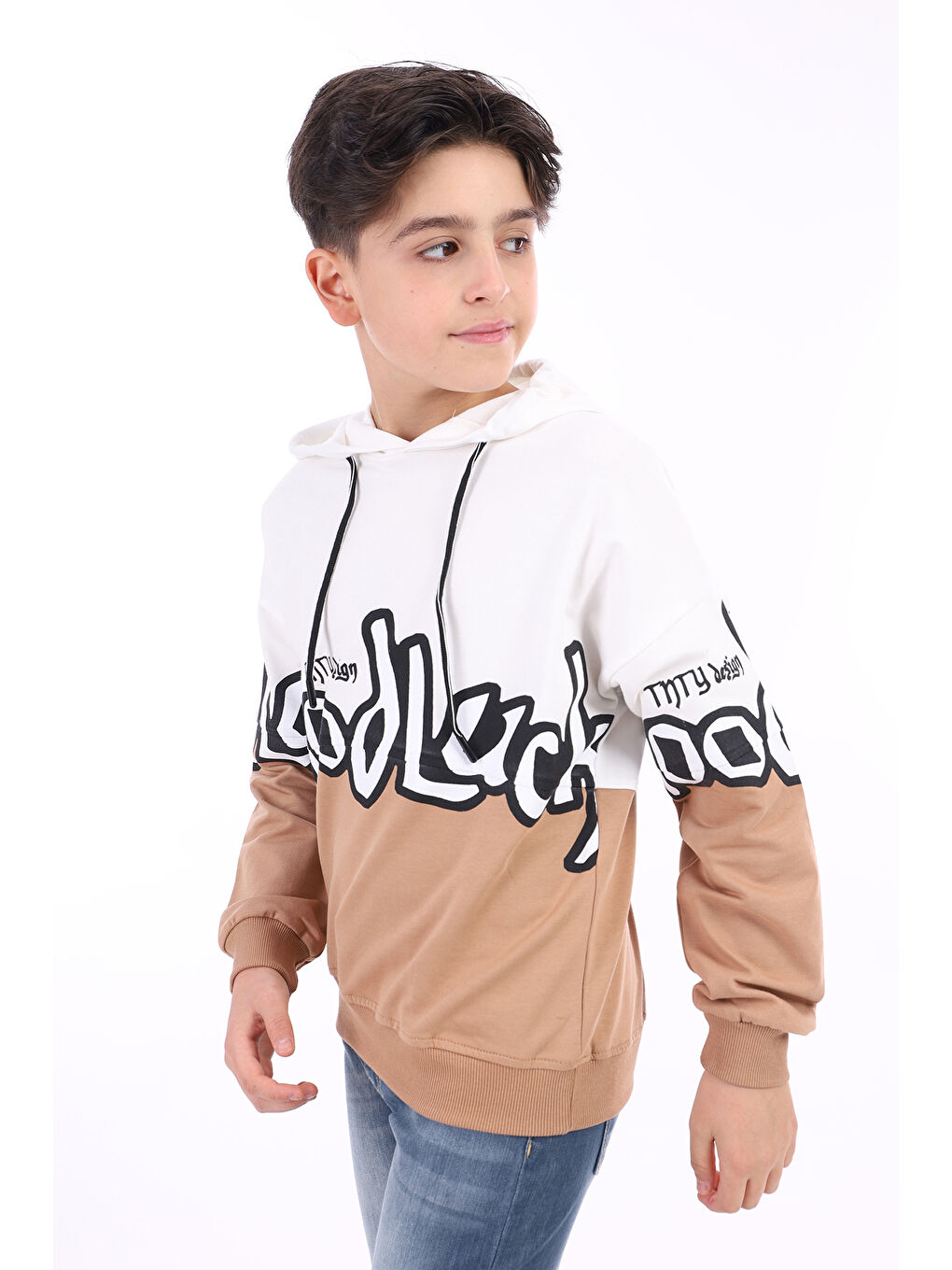 Kahverengi Erkek Çocuk Baskılı Sweatshirt-2
