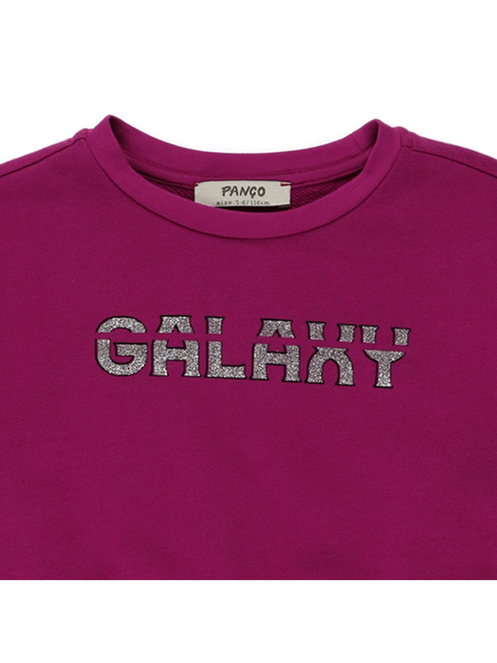 Panço Fuşya Kız Çocuk  Parlak Baskı Detaylı Sweatshirt - 2