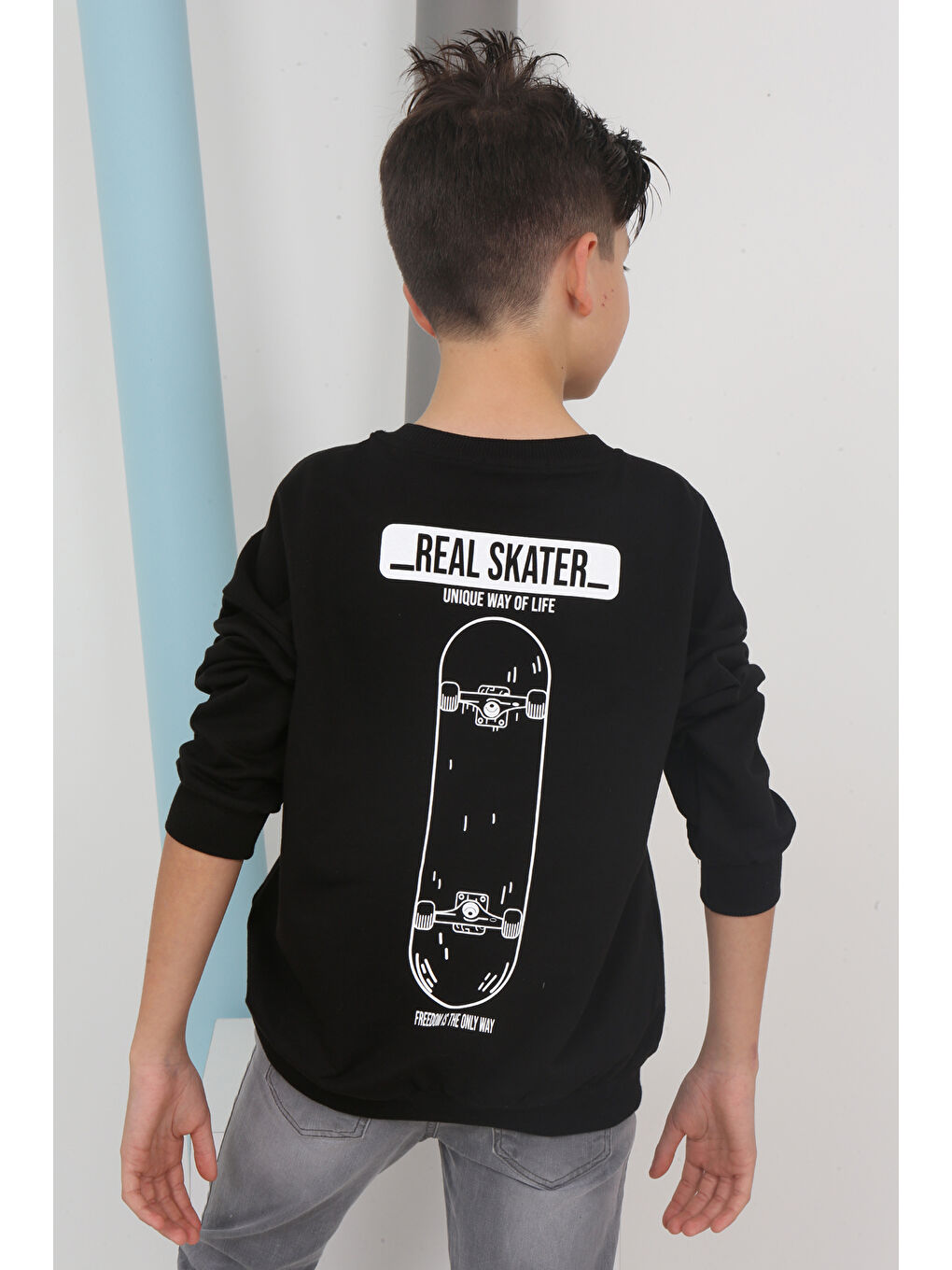 Siyah Erkek Çocuk Baskılı Sweatshirt-2