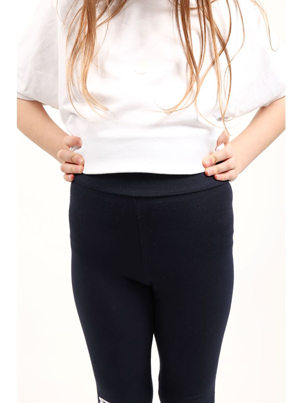 Lacivert Kız Çocuk Baskılı Tayt