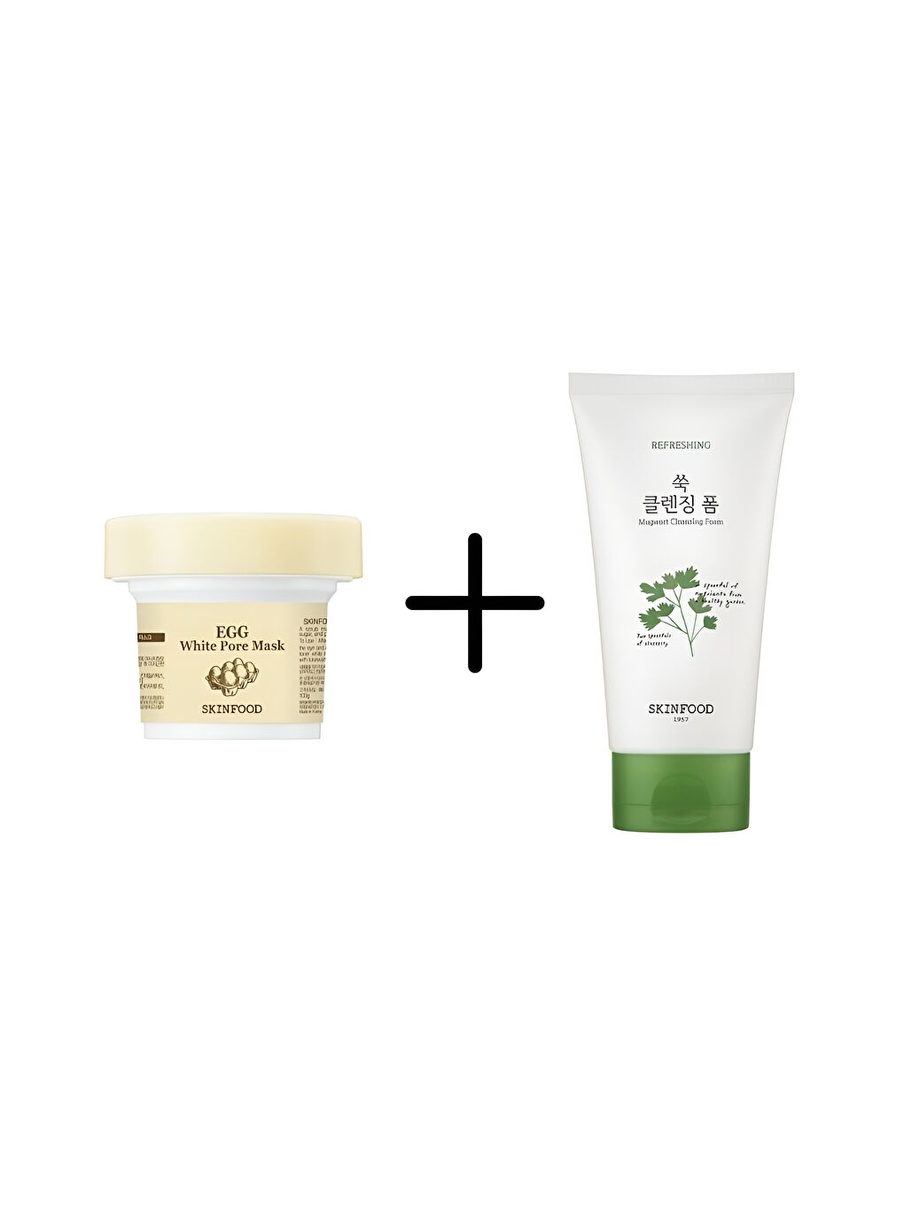 Skin Food Egg White Pore Mask + Vege Garden Cleansing Foam Mugwort 150ml