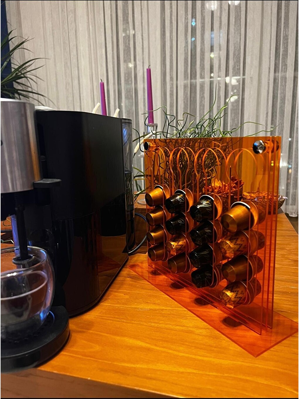 Renksiz Nespresso & Jacobs Uyumlu Ayaklı Kapsül Kahve Standı 20 Kapasiteli- Turuncu-1