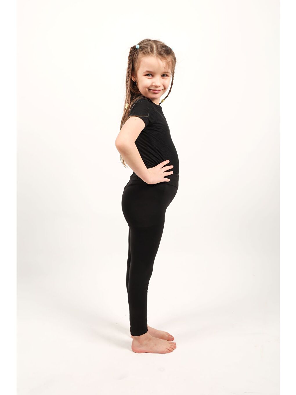 Siyah Kız Çocuk Baskılı Tayt-1