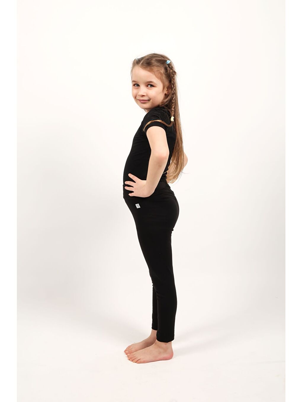 Siyah Kız Çocuk Baskılı Tayt-2