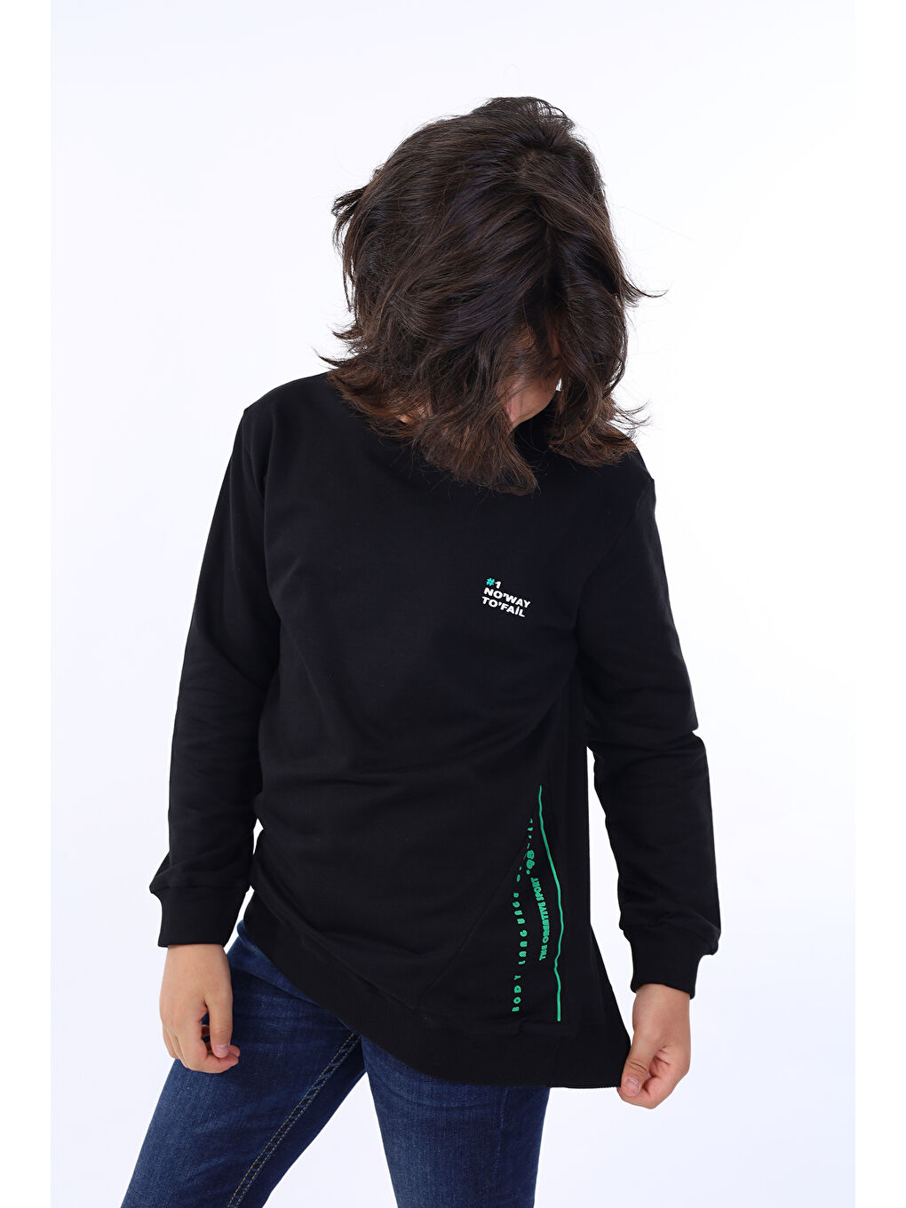 Siyah Erkek Çocuk Baskılı Sweatshirt