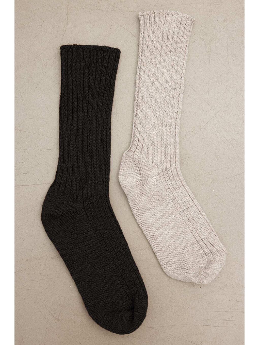 Kalın Kışlık Çorap Seti Siyah-2