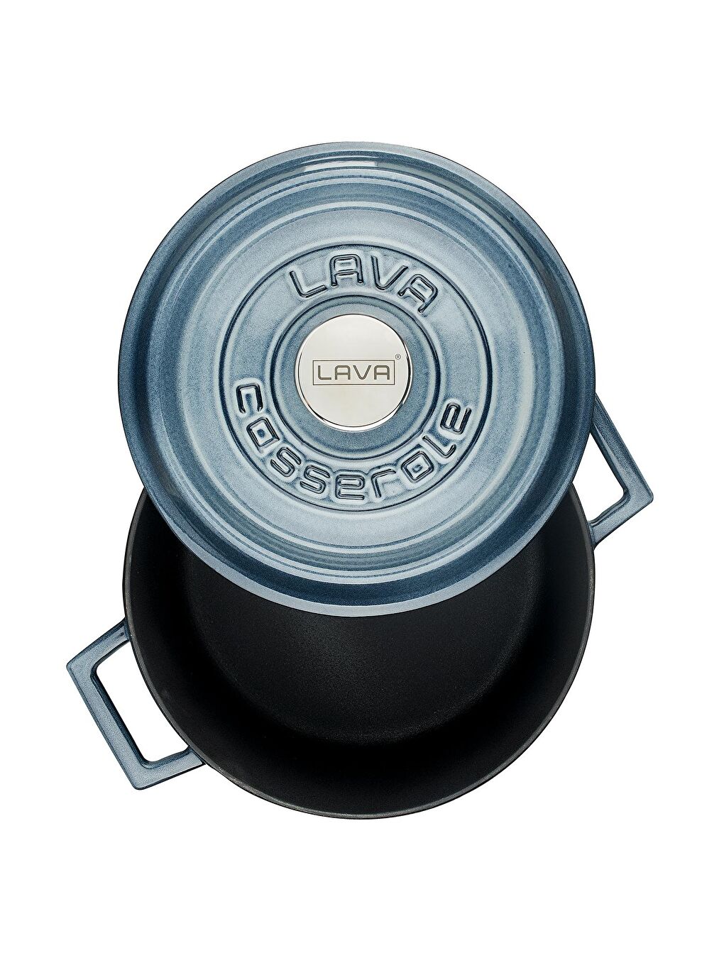 Gri Yuvarlak Tencere Döküm Demir Yekpare Kulplu Premium Serisi Çap(Ø)24cm.-1