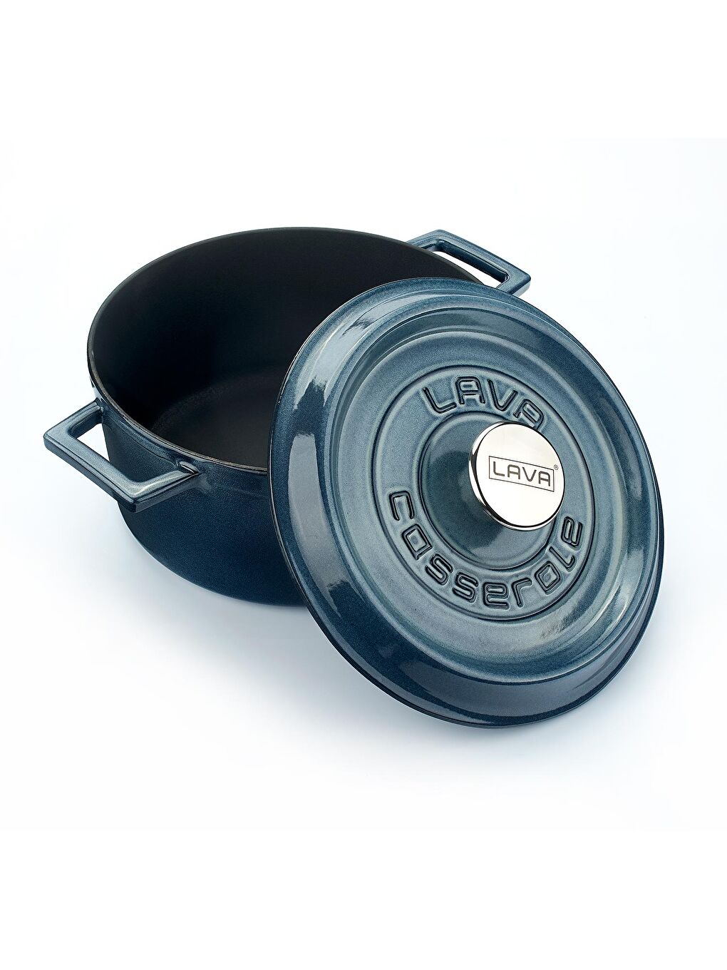 Gri Yuvarlak Tencere Döküm Demir Yekpare Kulplu Premium Serisi Çap(Ø)24cm.-2