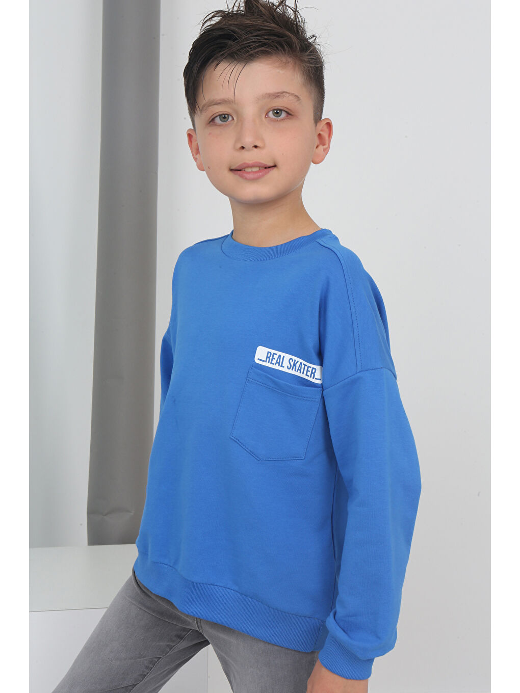 Mavi Erkek Çocuk Baskılı Sweatshirt-1