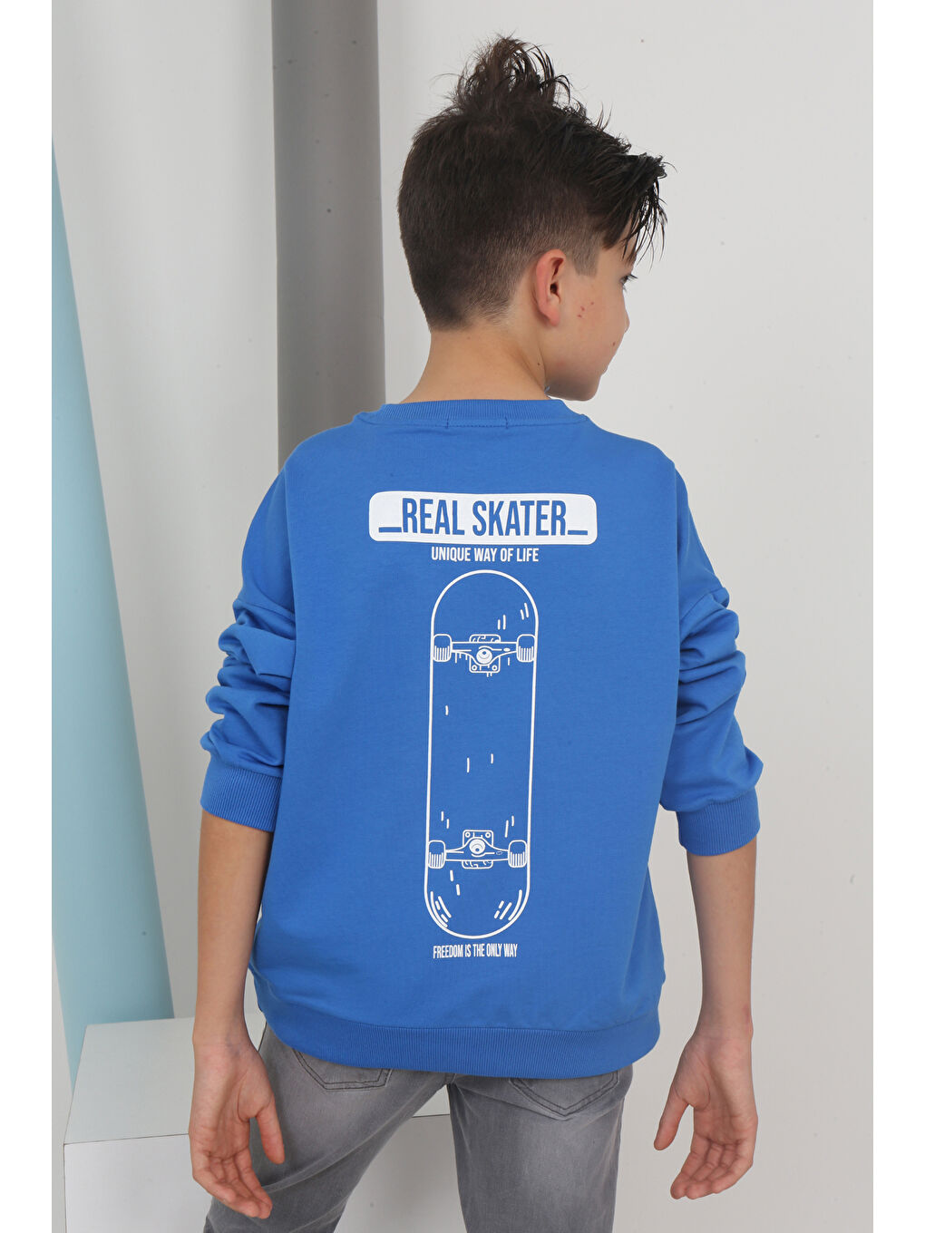 Mavi Erkek Çocuk Baskılı Sweatshirt-2