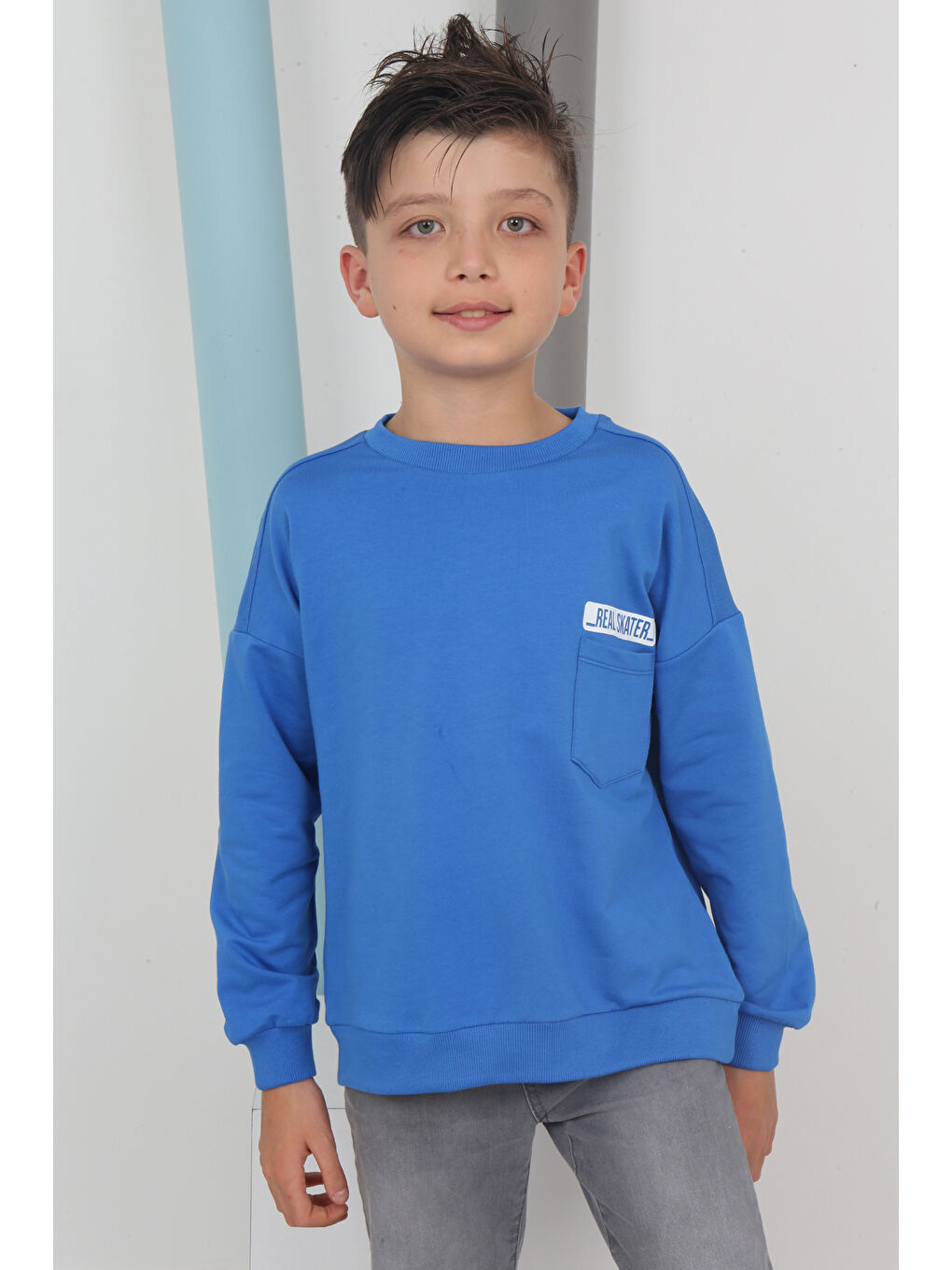 Mavi Erkek Çocuk Baskılı Sweatshirt-3