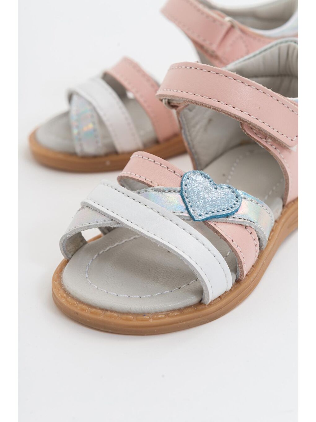 Pembe Kız Çocuk Pudra Deri Ortopedik Destekli İlk Adım Sandalet