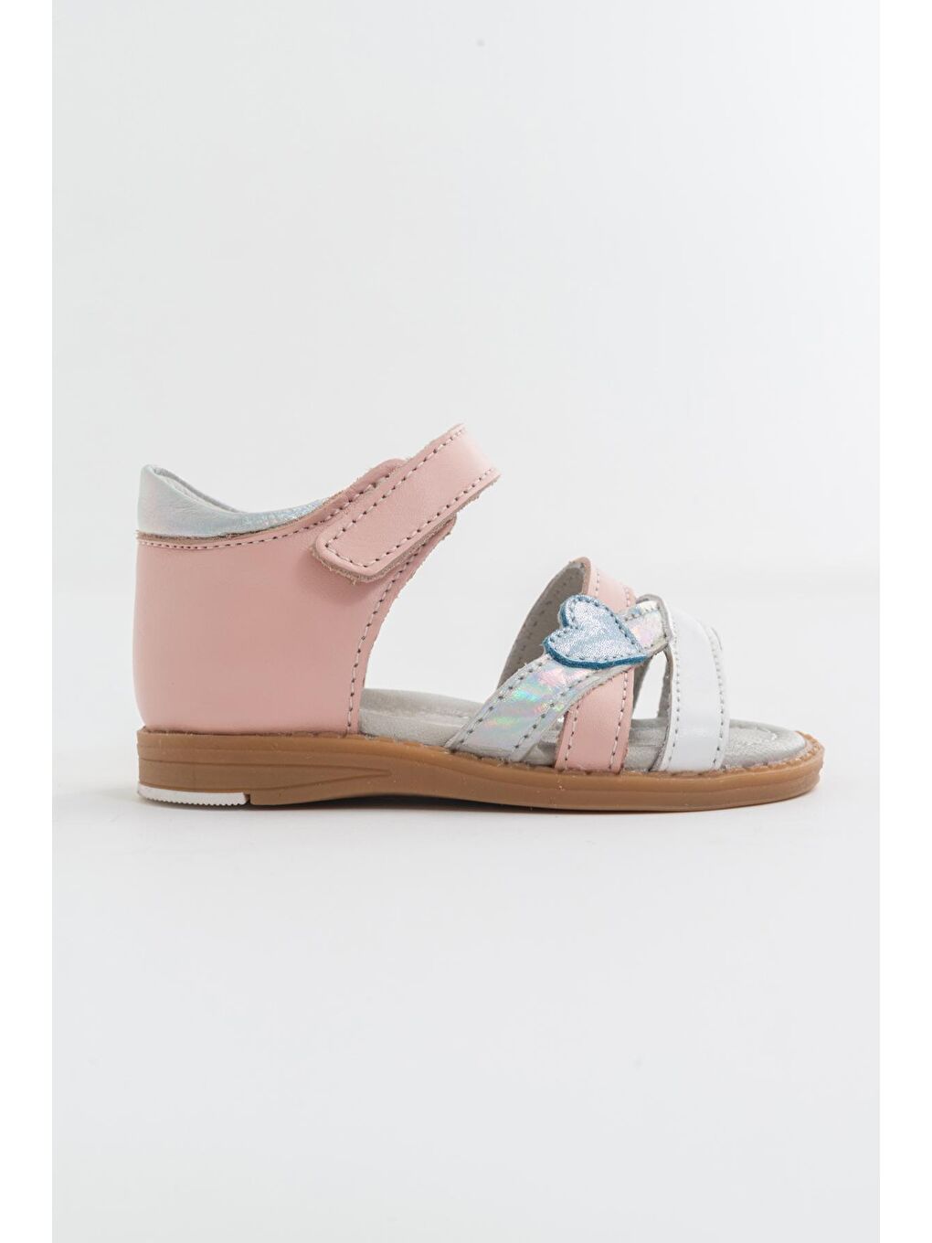 Pembe Kız Çocuk Pudra Deri Ortopedik Destekli İlk Adım Sandalet-3