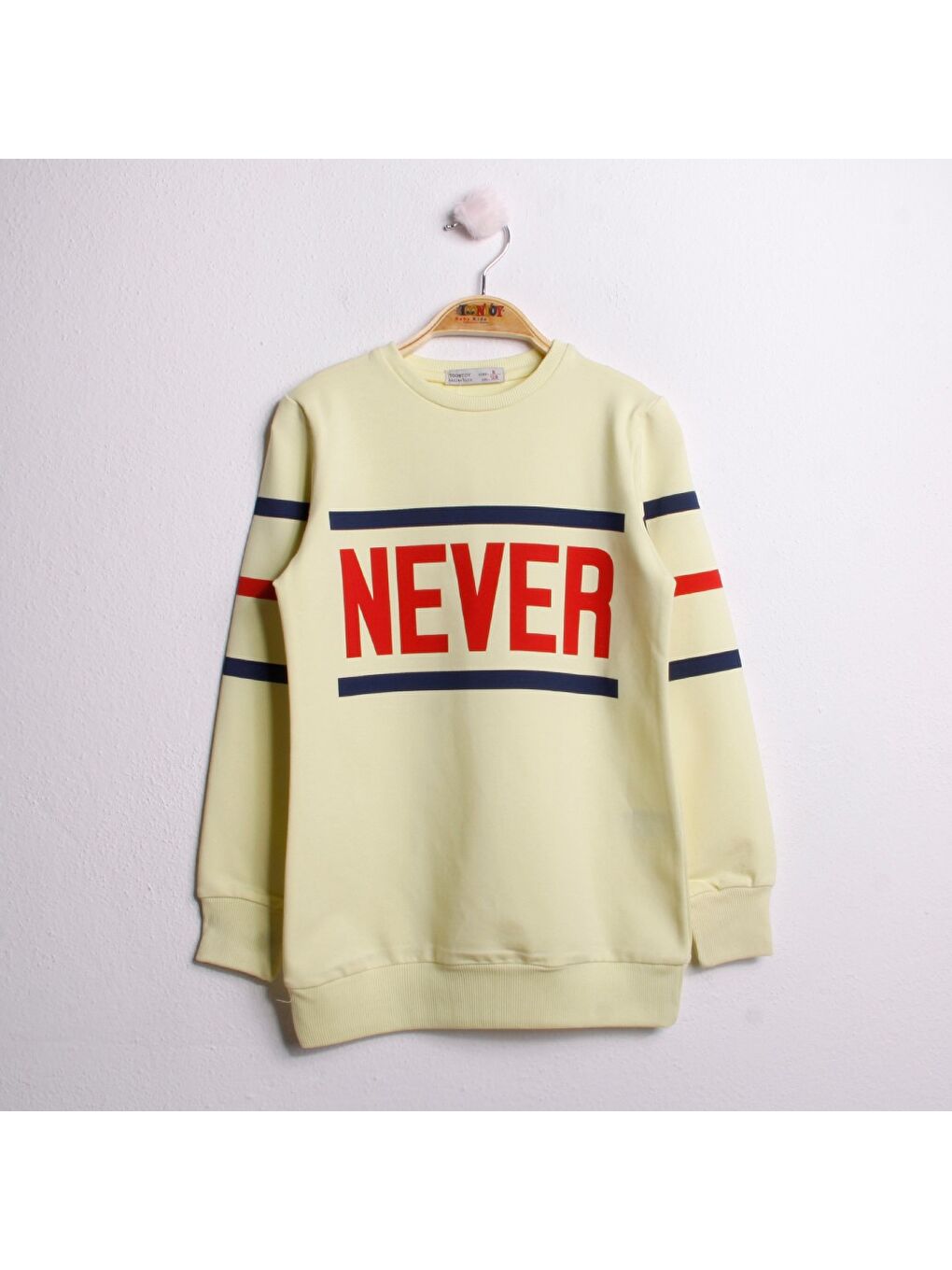 Sarı Kız Çocuk Sweatshirt Never Baskı-2