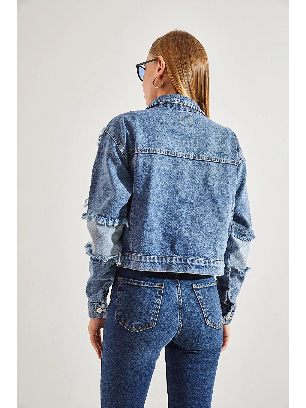 Mavi Kadın Yırtık Detaylı Denim Ceket-1