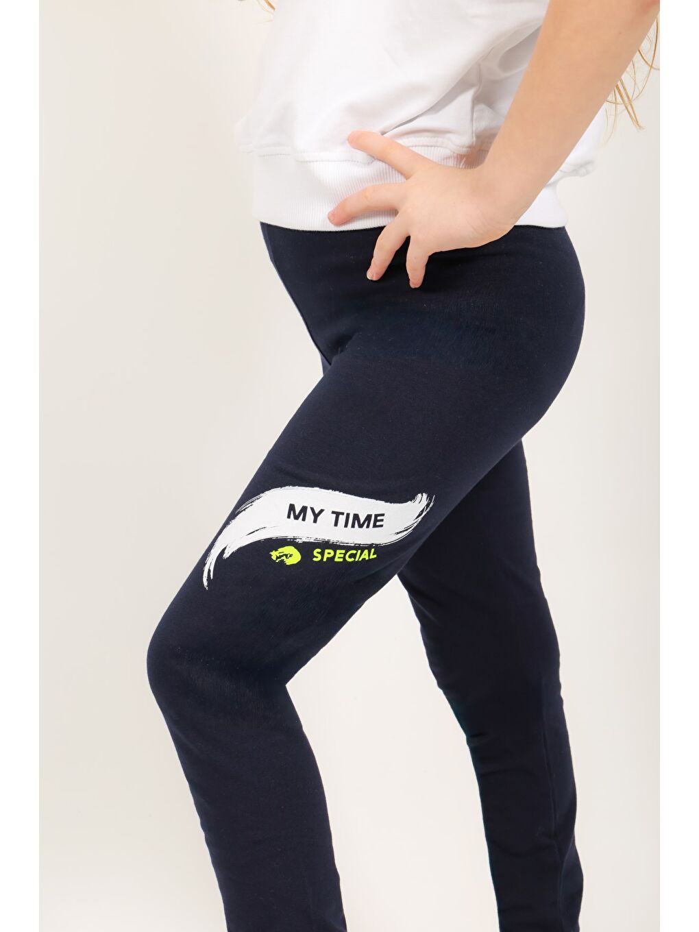 Lacivert Kız Çocuk Baskılı Tayt-4