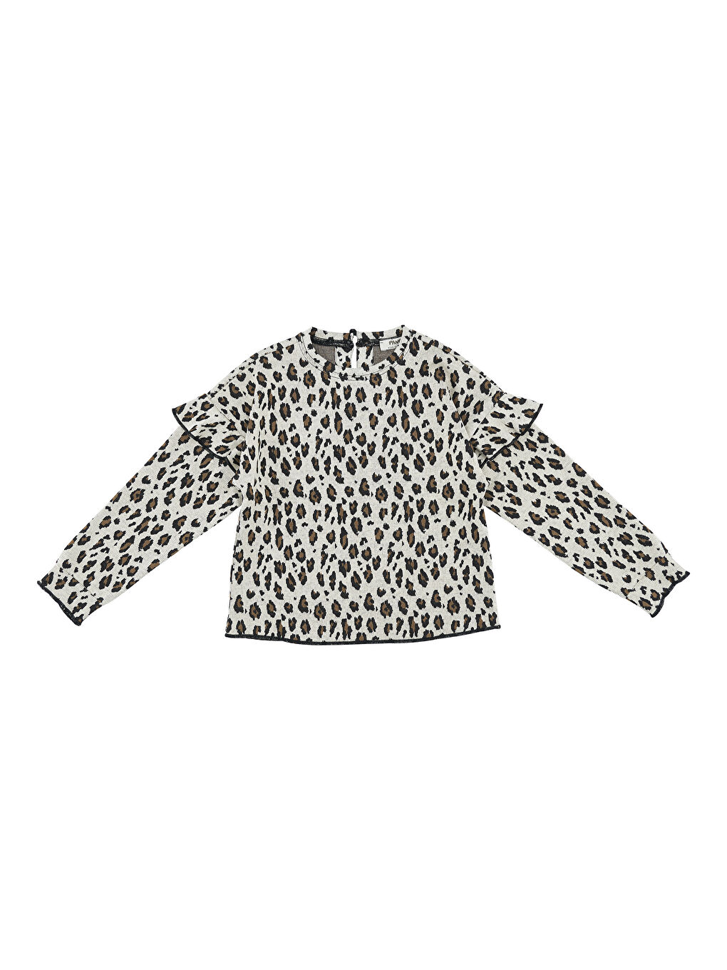 Panço Bej Kız Çocuk  Leopar Desenli T-Shirt